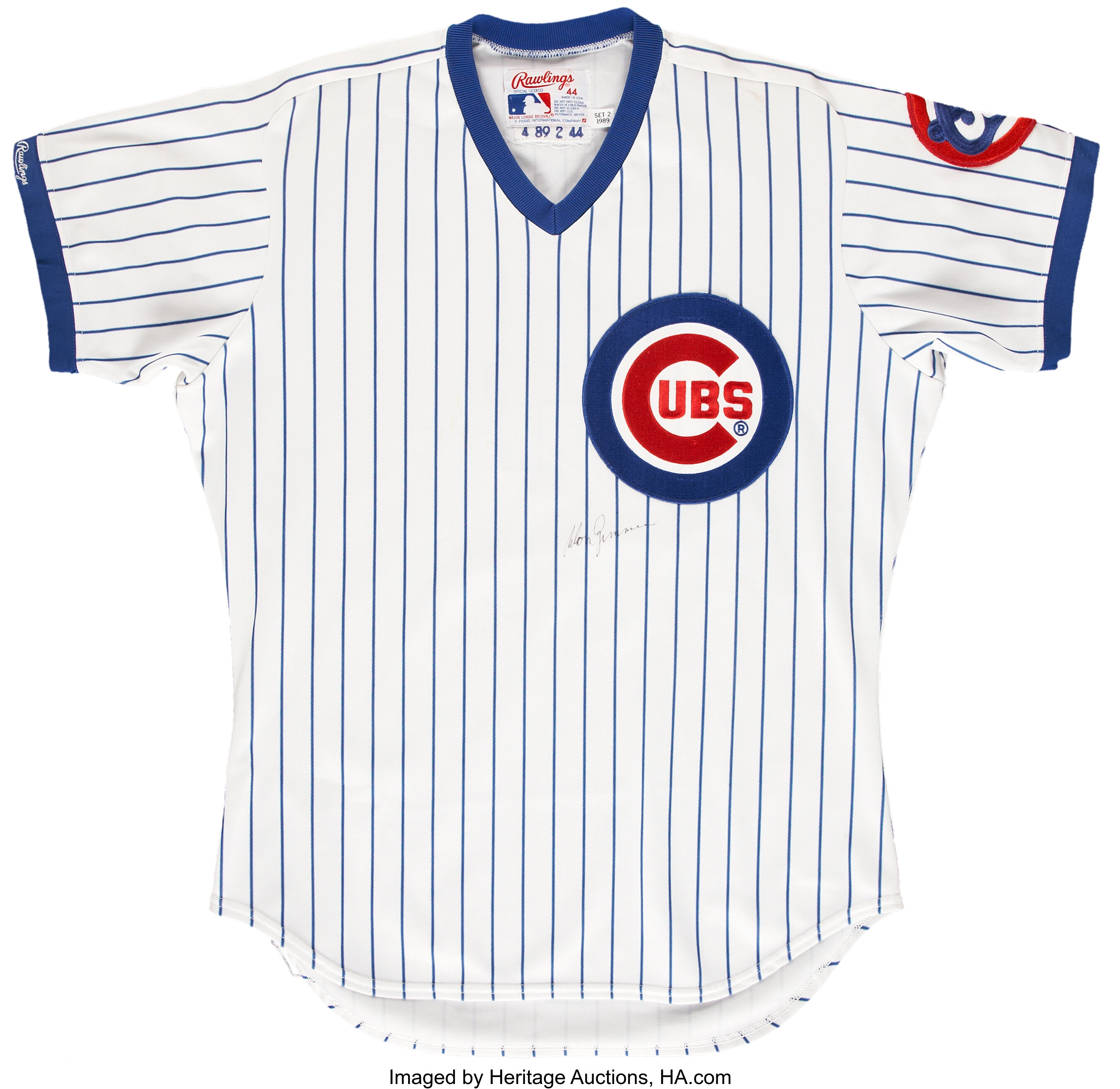Don Zimmer Signed Chicago Cubs Game Used Jersey. Autographs