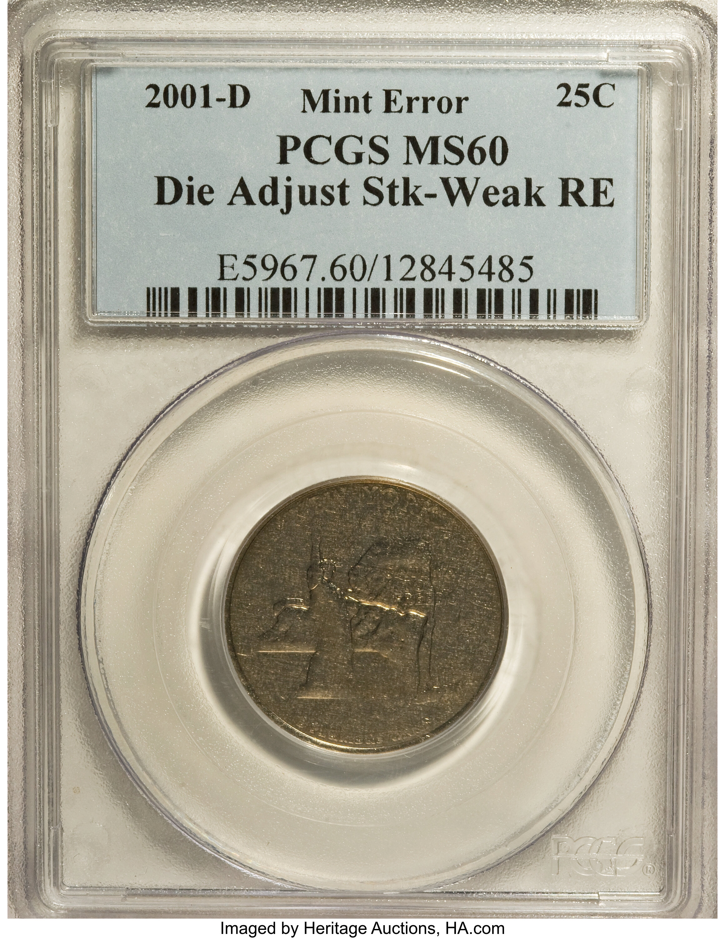 01 D 25c New York Quarter Die Adjust Strike Weak Reverse Ms60 Lot 100 Heritage Auctions