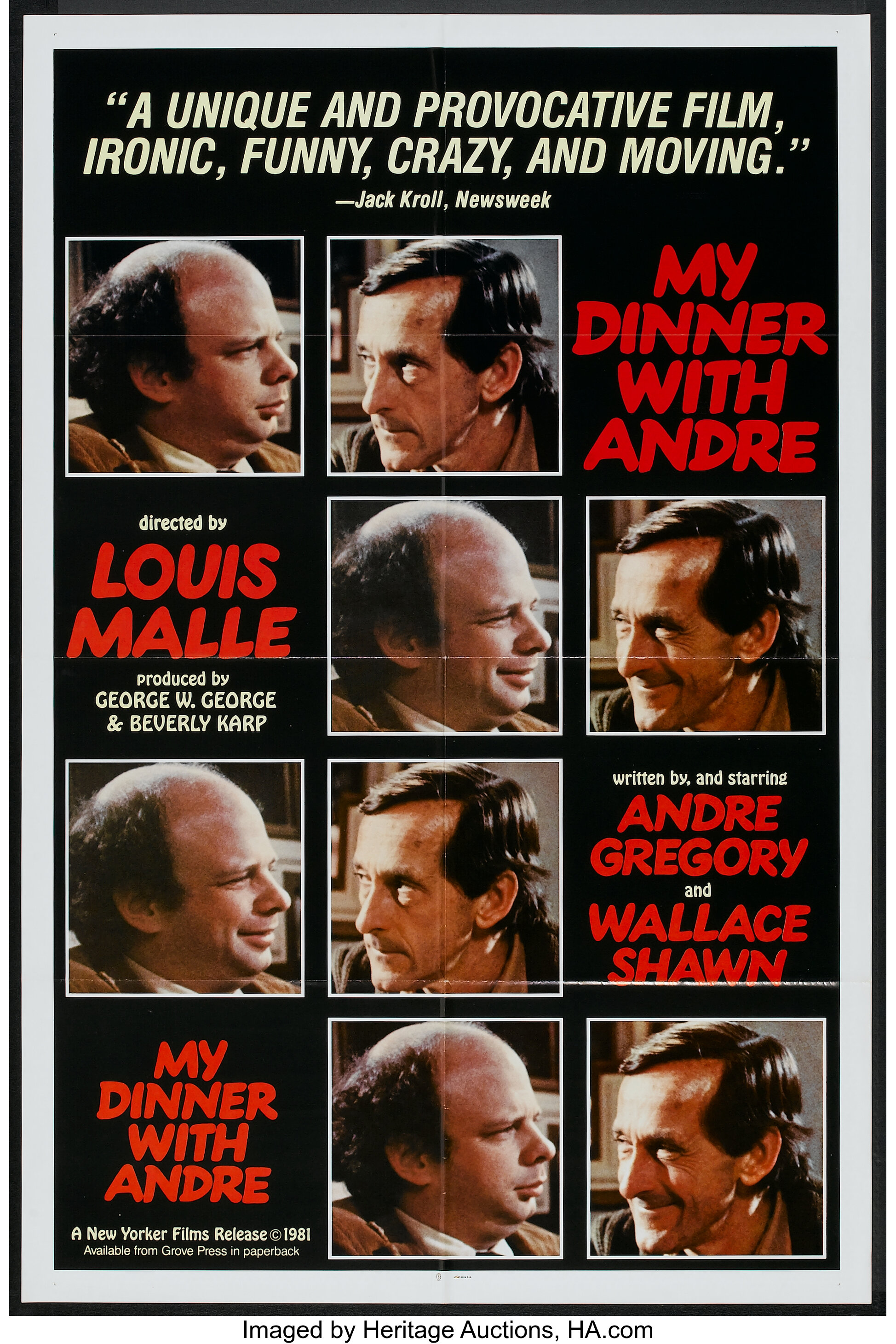 My Dinner with Andre Movie Poster 1981 French 1 panel (47x63)