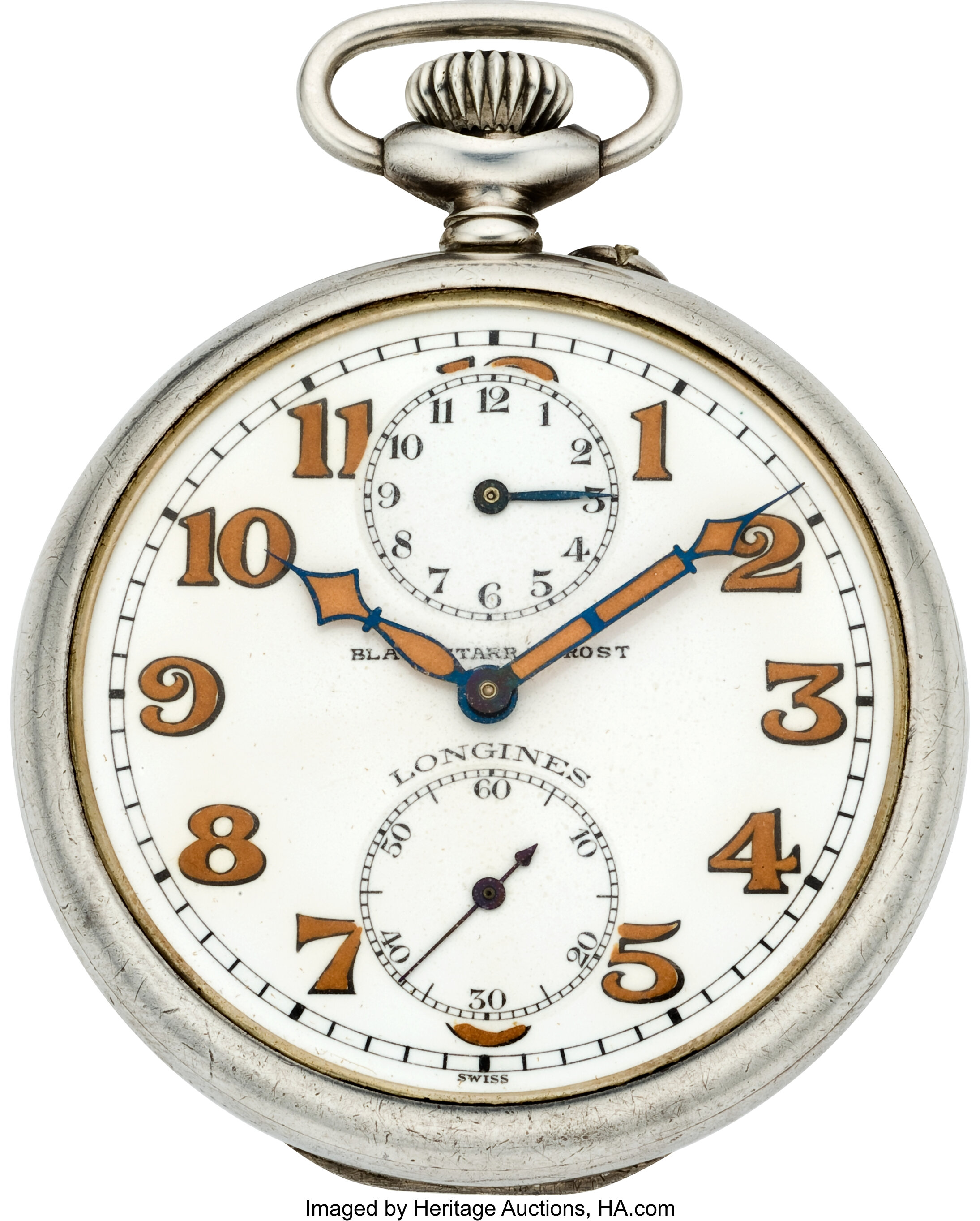 Longines Tandem Wind Alarm Pocket Watch circa 1910