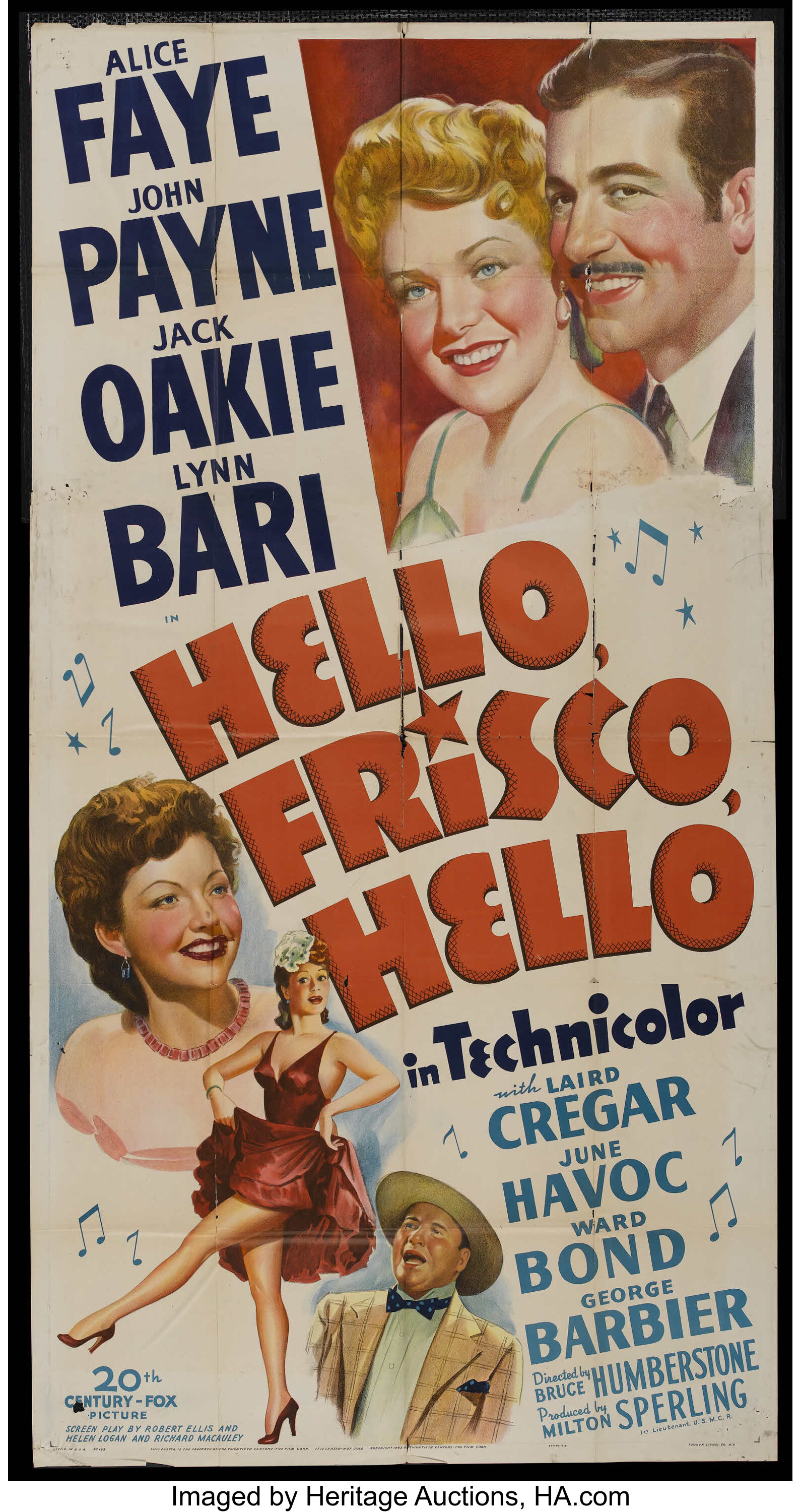 Hello, Frisco, Hello (20th Century Fox, 1943). Three Sheet (41