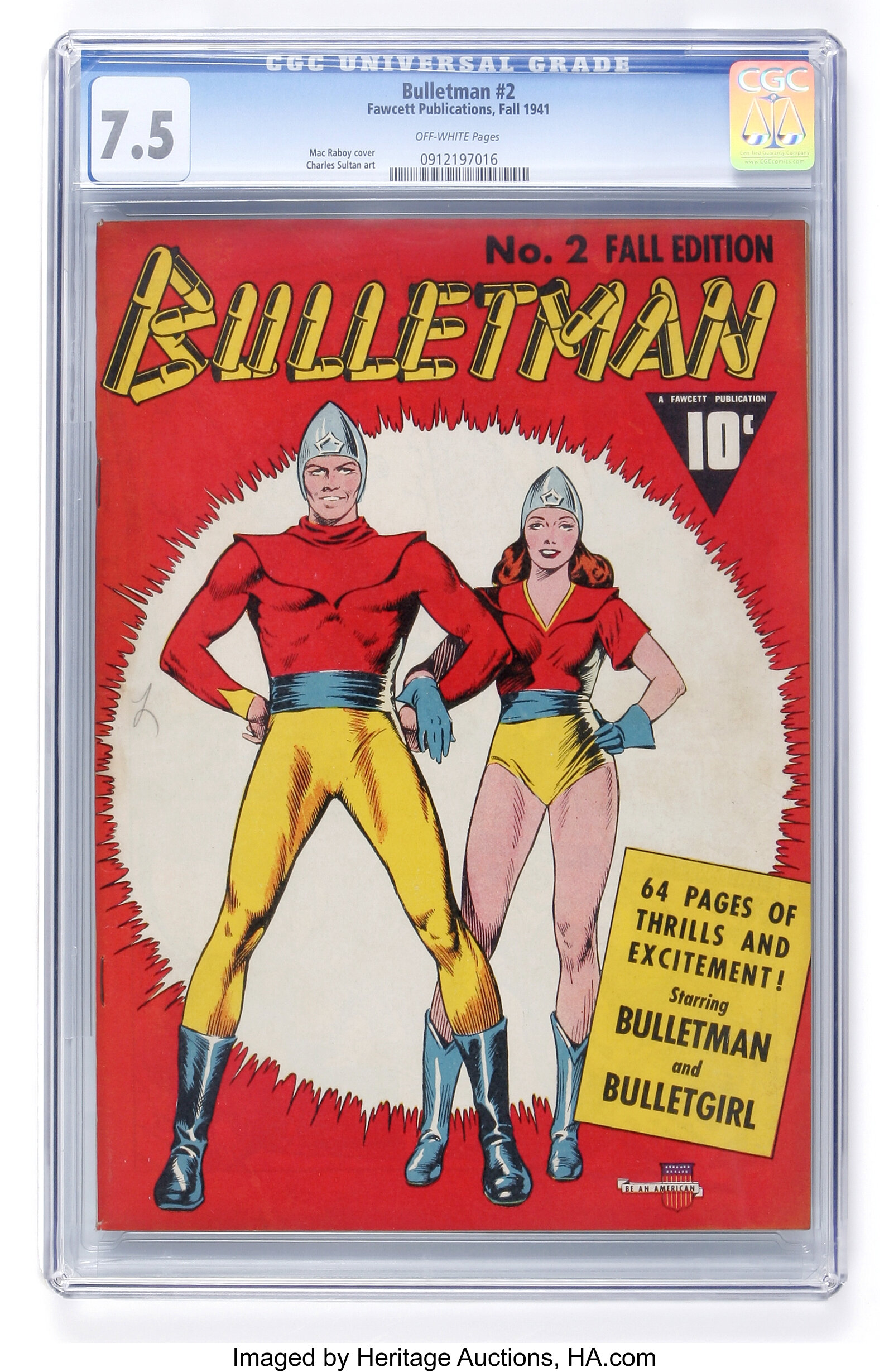 Bulletman 2 Fawcett 1941 Cgc Vf 7 5 Off White Pages Golden Lot Heritage Auctions