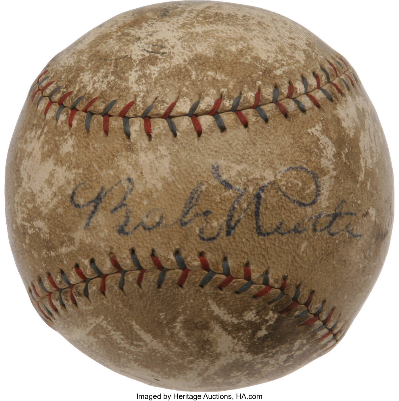 Sold at Auction: Babe Ruth Signed Red Stiched Baseball GFA