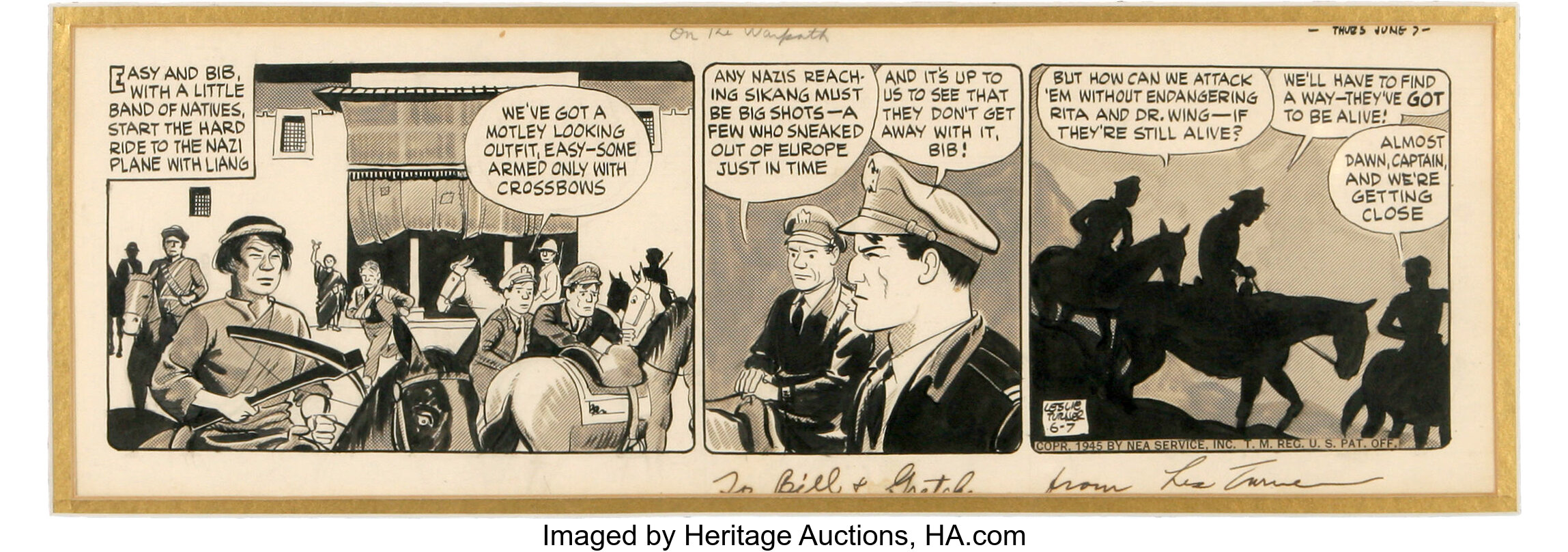 Leslie Turner - Captain Easy Daily Comic Strip Original Art, dated ...