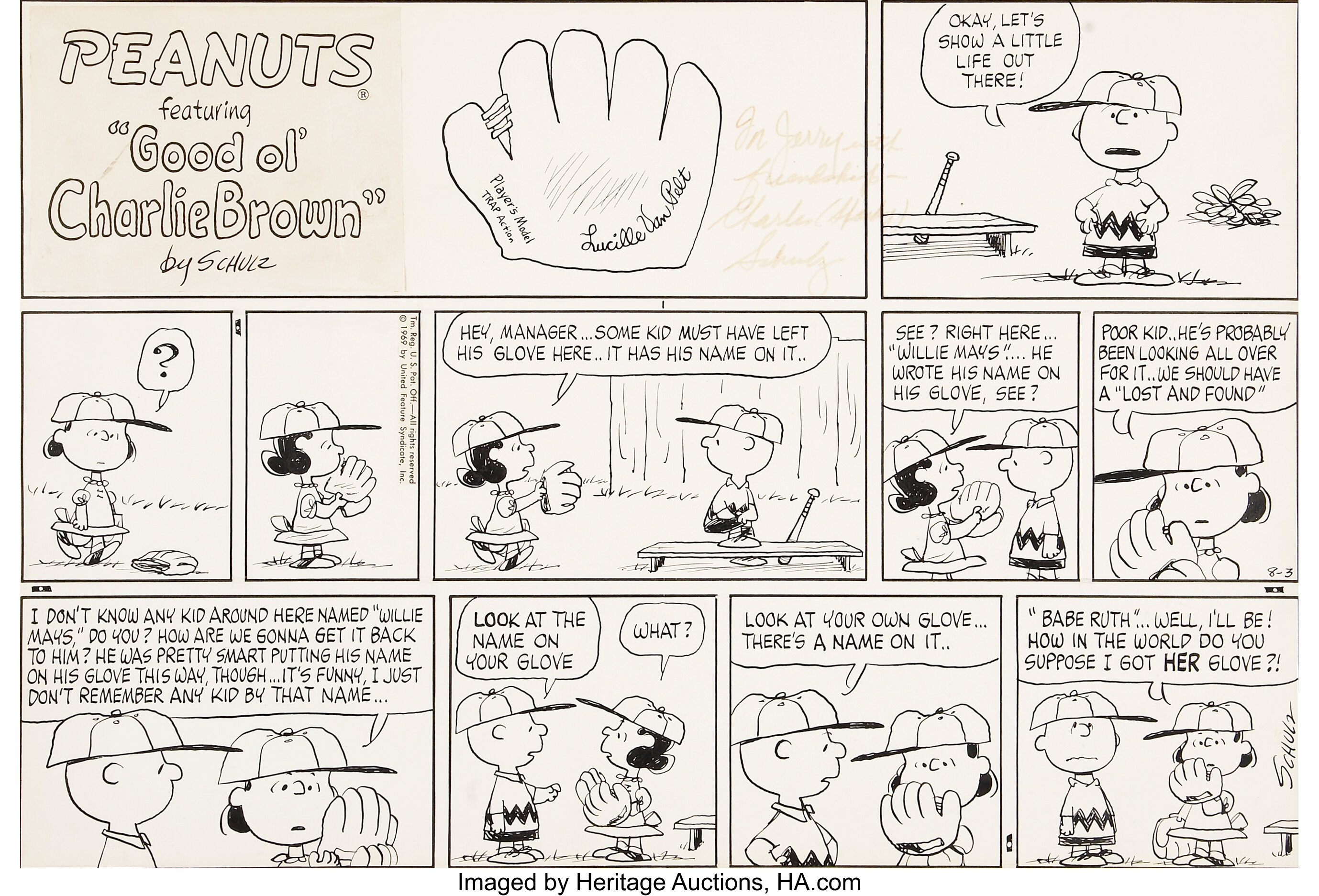 Charles Schulz Peanuts Sunday Comic Strip Original Art Dated 8 3 69 Lot 922 Heritage Auctions