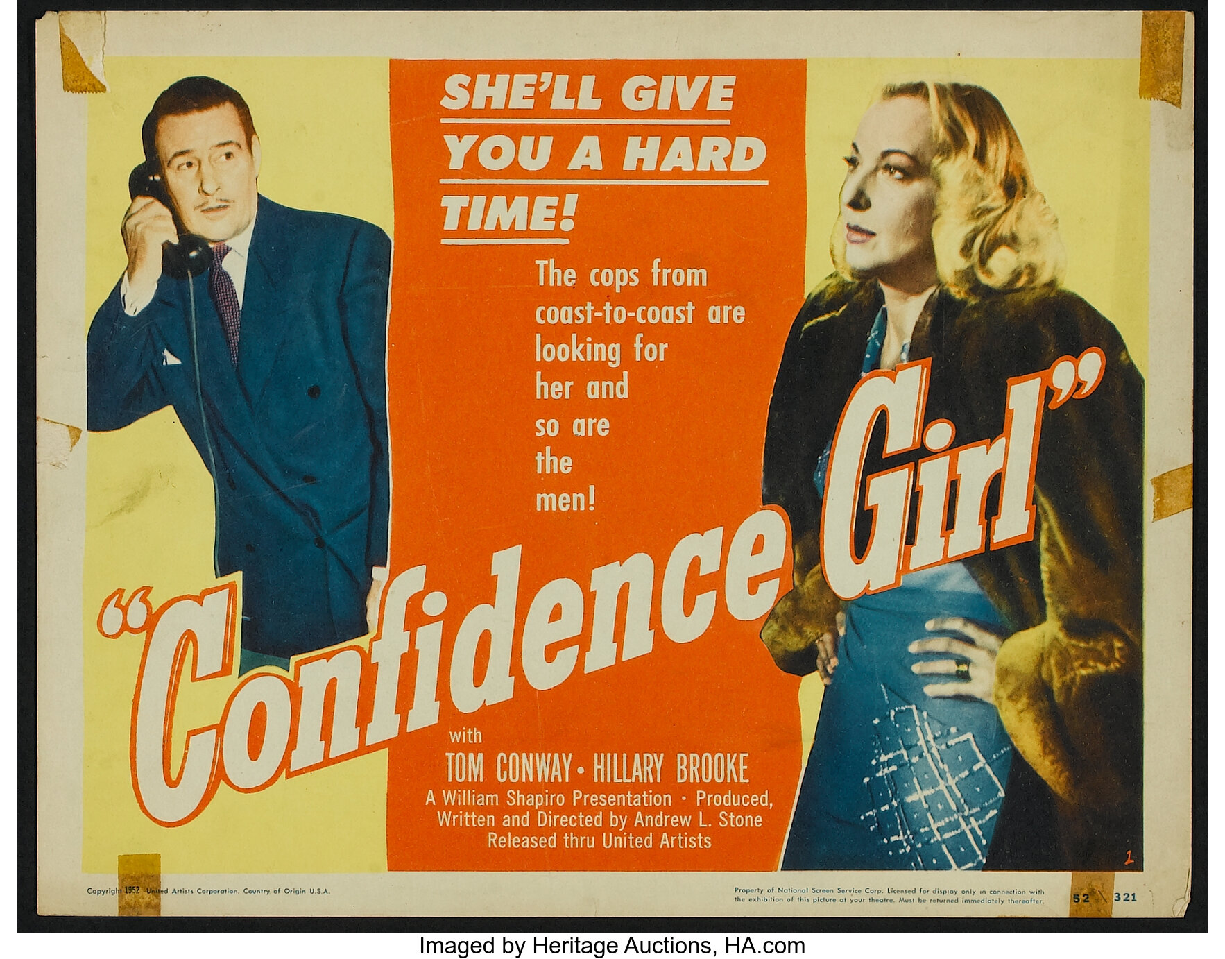 Confidence Girl United Artists 1952 Lobby Card Set Of 8 11 X Lot 120 Heritage Auctions 0069