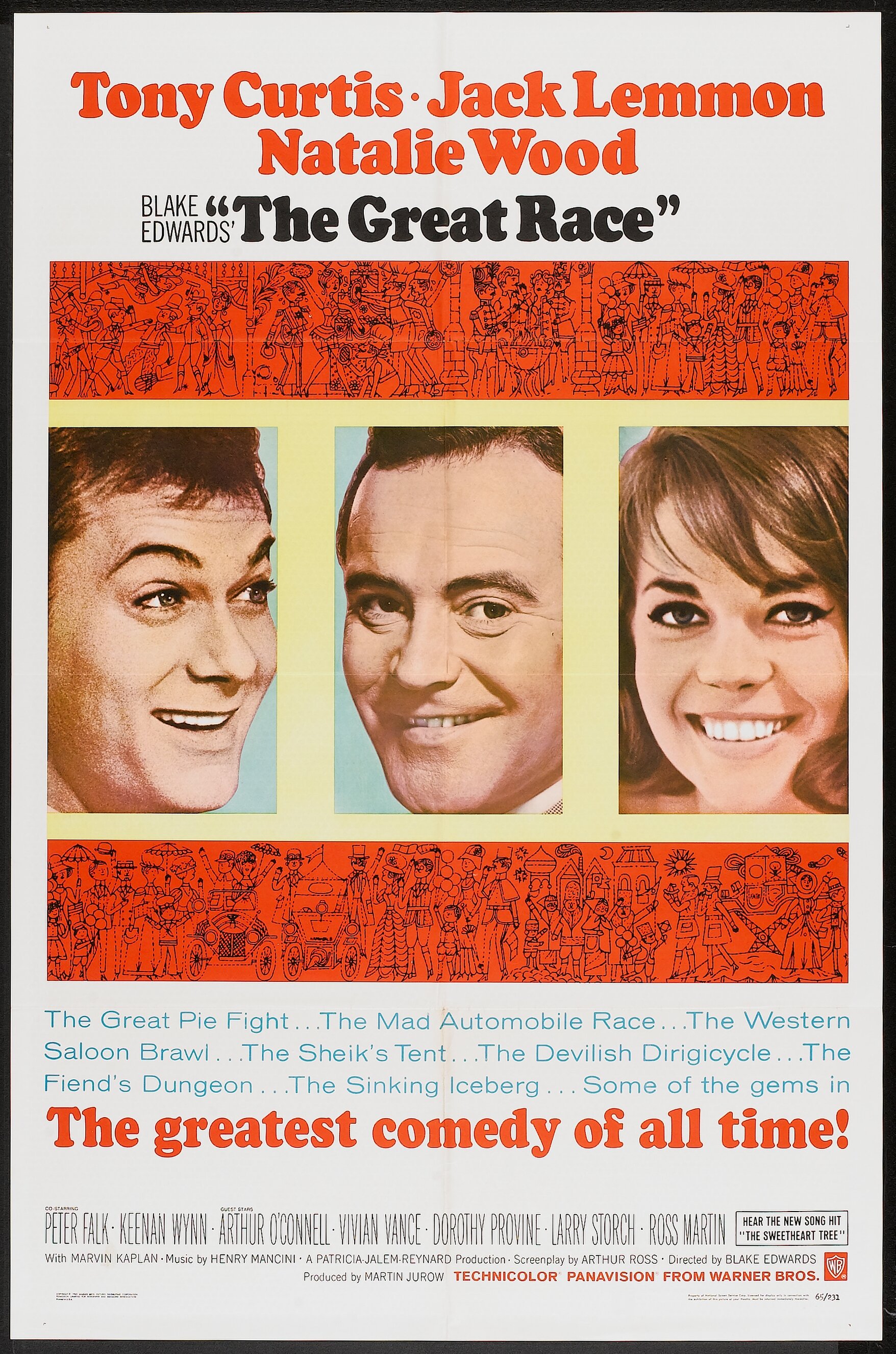 The Great Race Tony Curtis, Jack Lemmon, Natalie Wood, Peter Falk, Keenan  Wynn, Arthur O'Connell, Vivian Vance, Dorothy Provine, Larry Storch, Ross