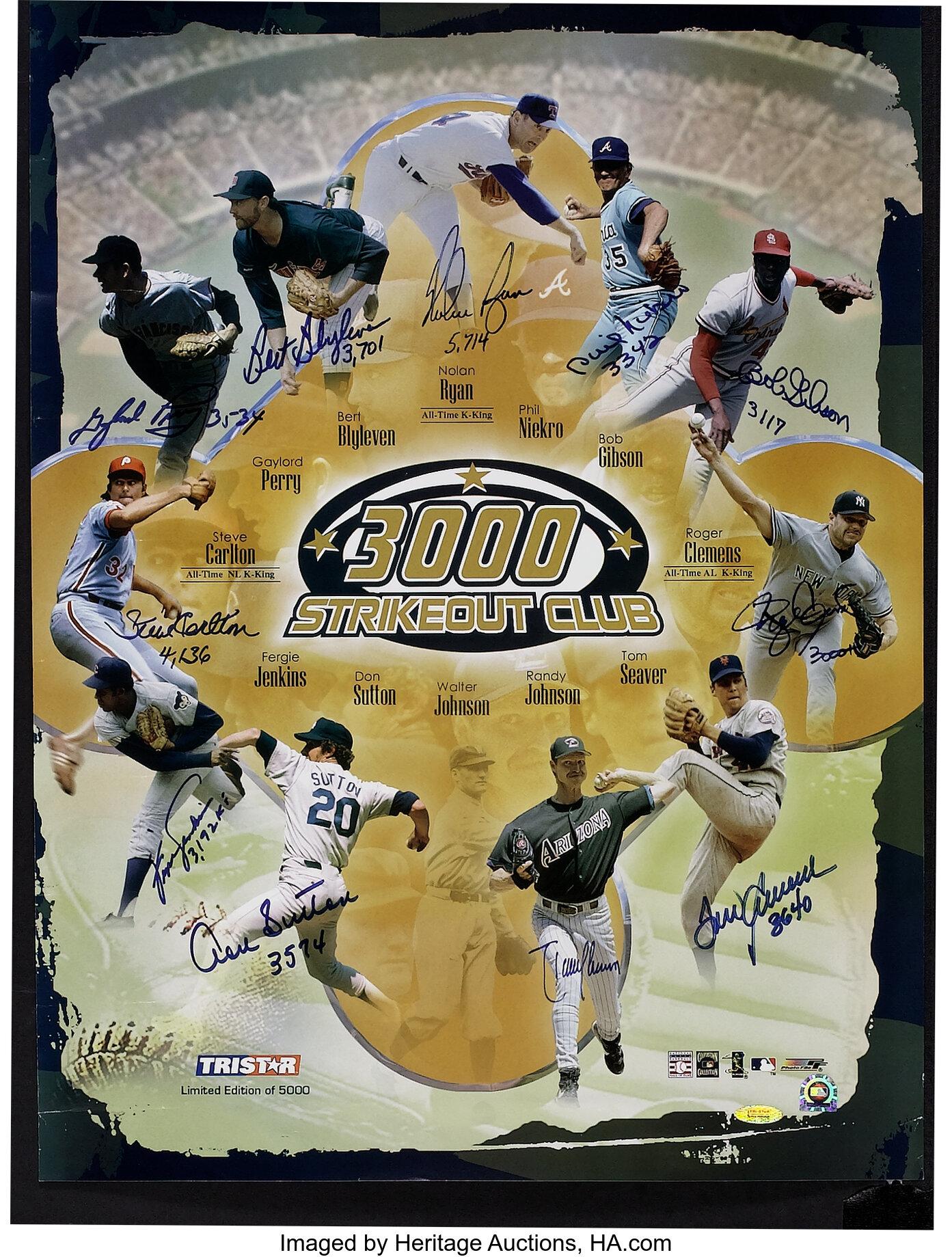 3000 Strikeout Club Multi-Signed Poster. ... Baseball Collectibles ...