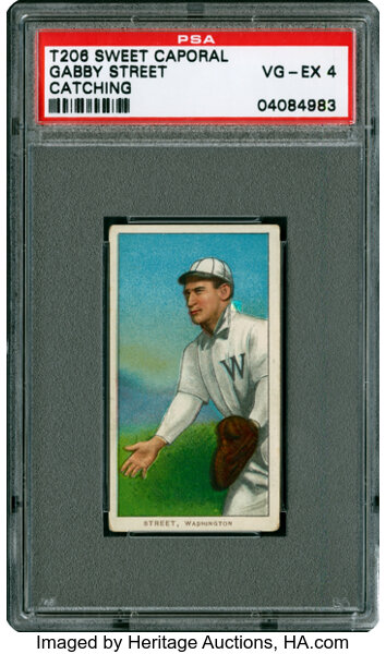 1909-11 T206 Gabby Street Catching PSA VG-EX 4. Baseball
