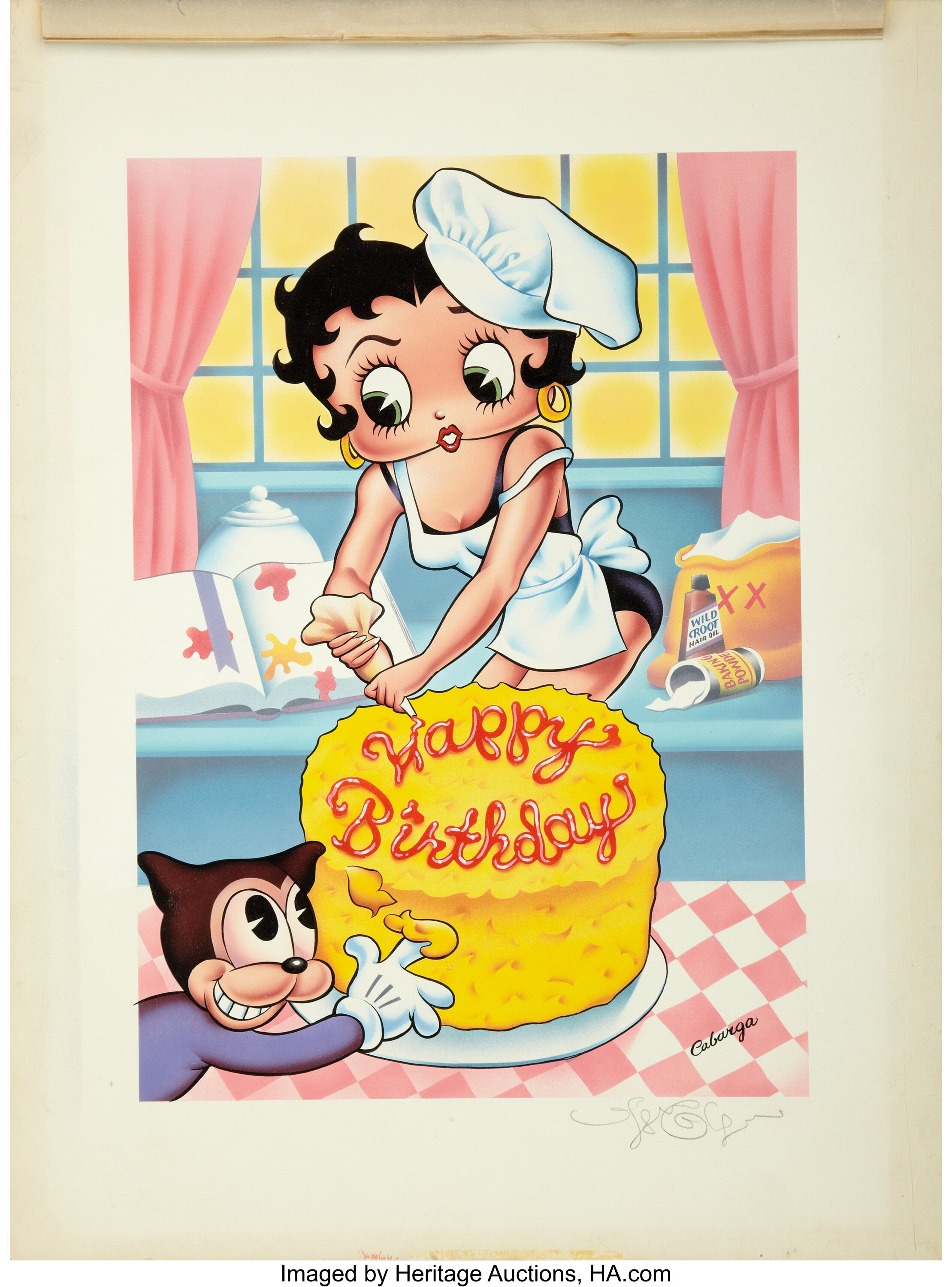 Leslie Cabarga Betty Boop Happy Birthday Greeting Card Illustration