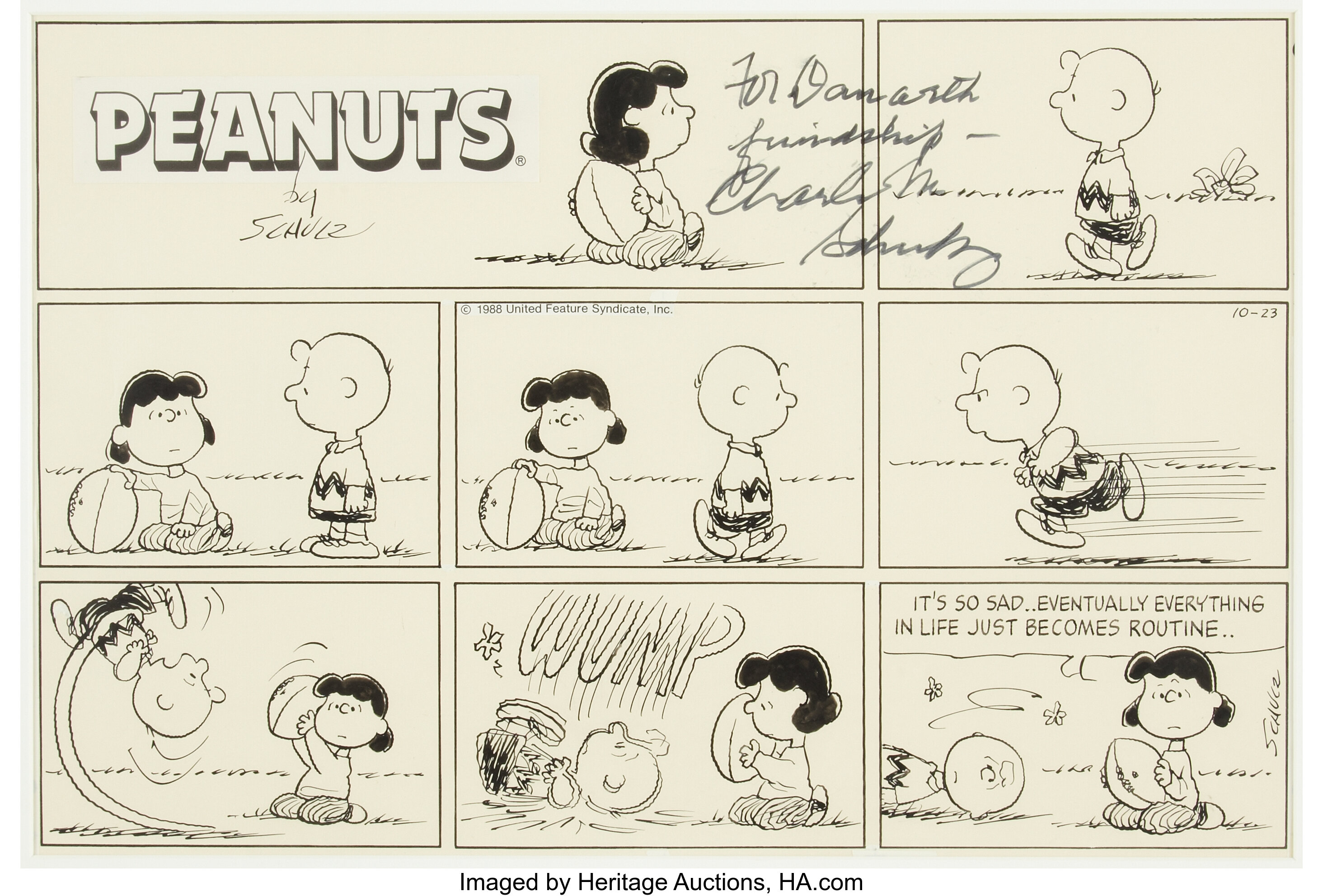 Charles Schulz Peanuts Sunday Comic Strip Original Art Dated | Lot #92217 |  Heritage Auctions