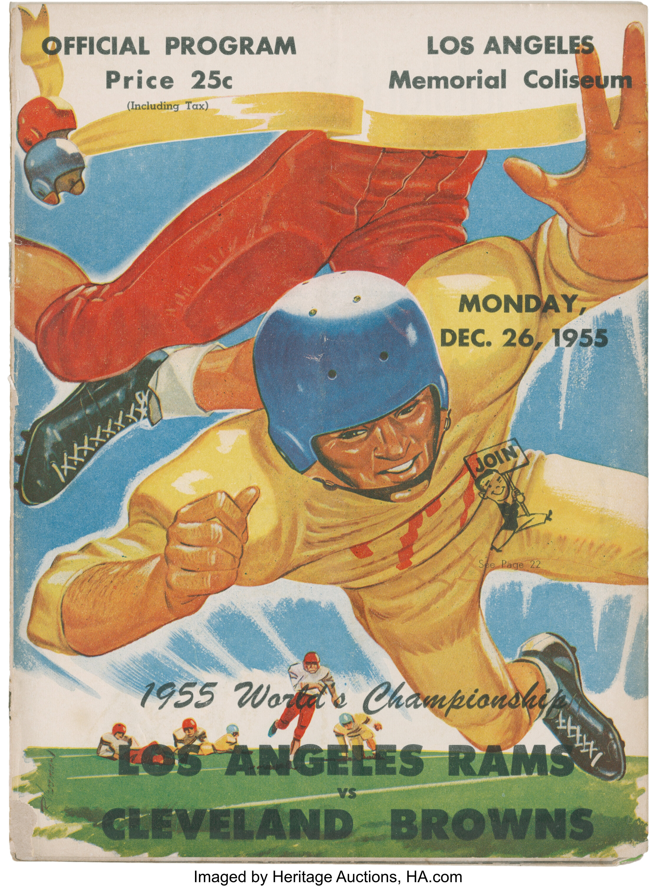 1951 NFL World Championship Los Angeles Rams vs. Cleveland Browns Original  Official Program