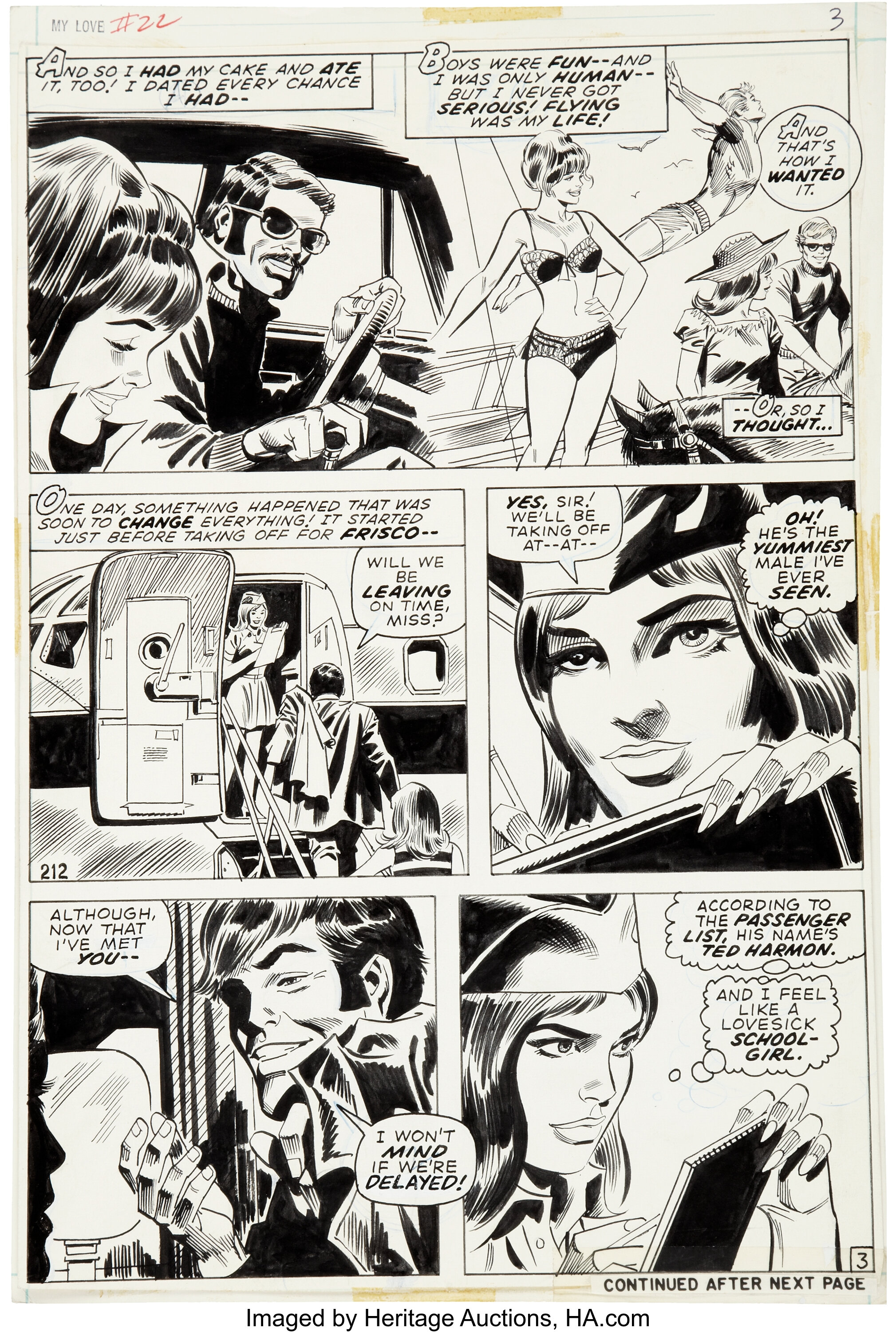 Gene Colan and Frank Giacoia Our Love Story #10 page 3 Original Art ...