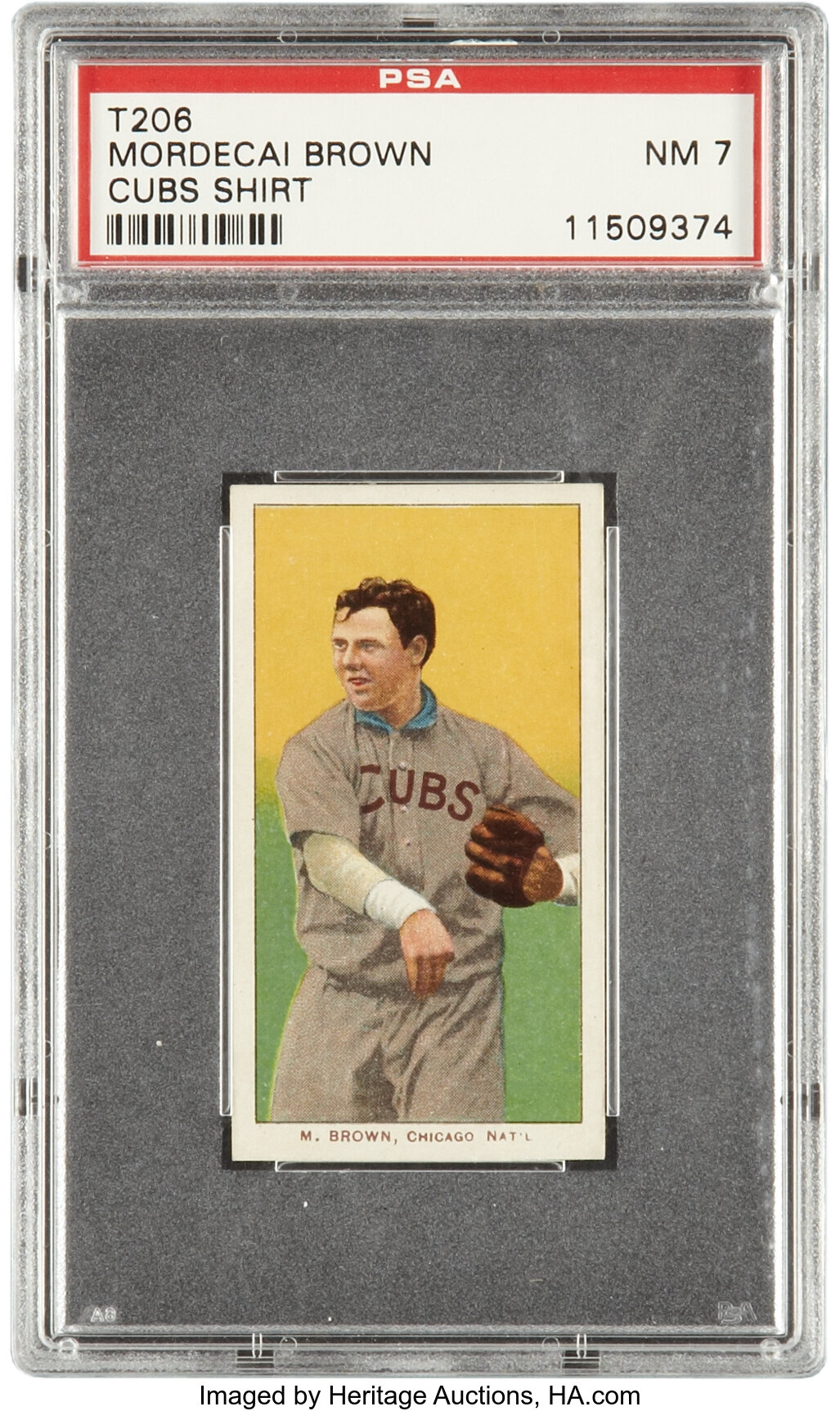 1909-1911 T206 White Border Mordecai Brown (Cubs Shirt)