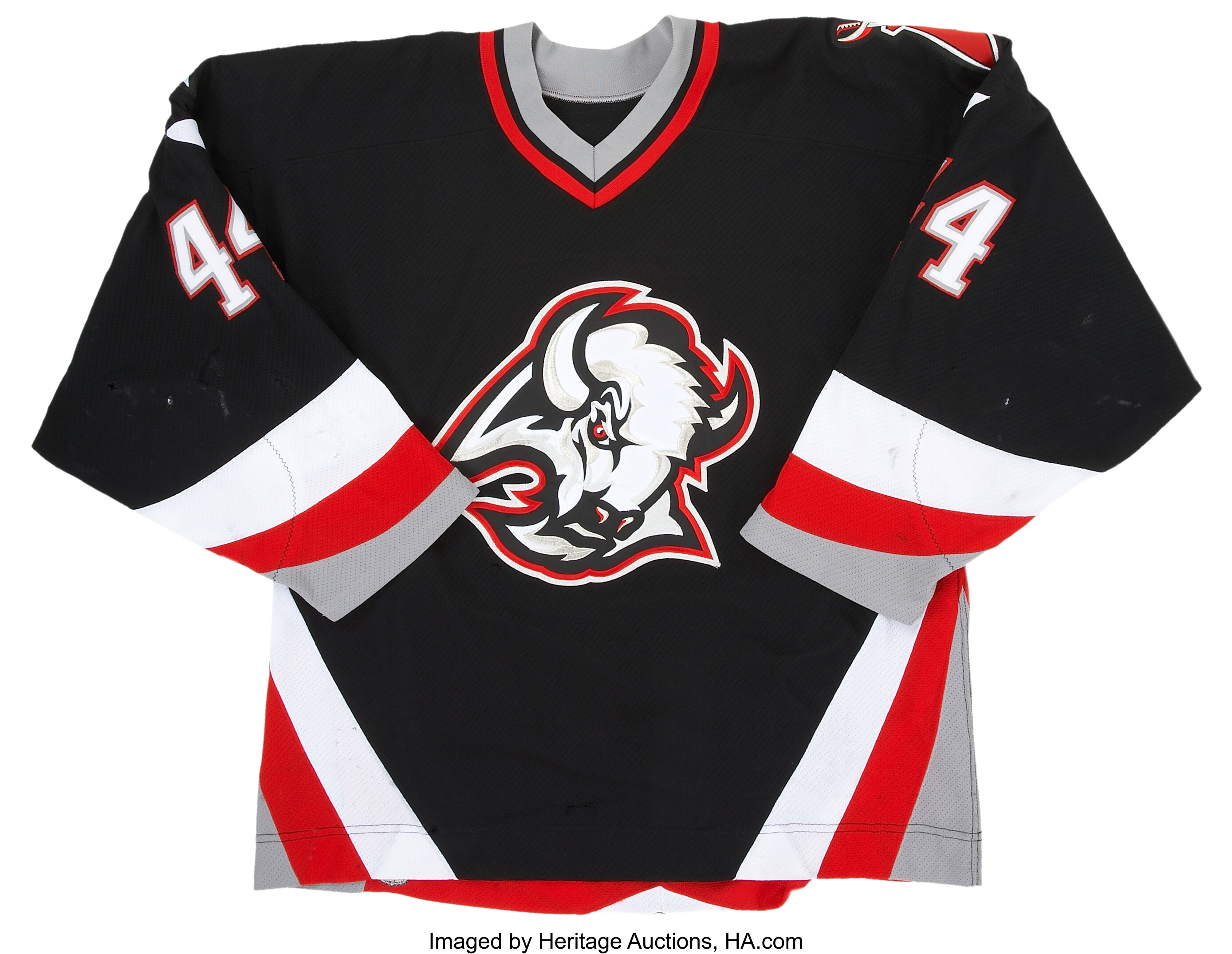 1999-00 Alexei Zhitnik Buffalo Sabres Game Worn Jersey - Team Letter