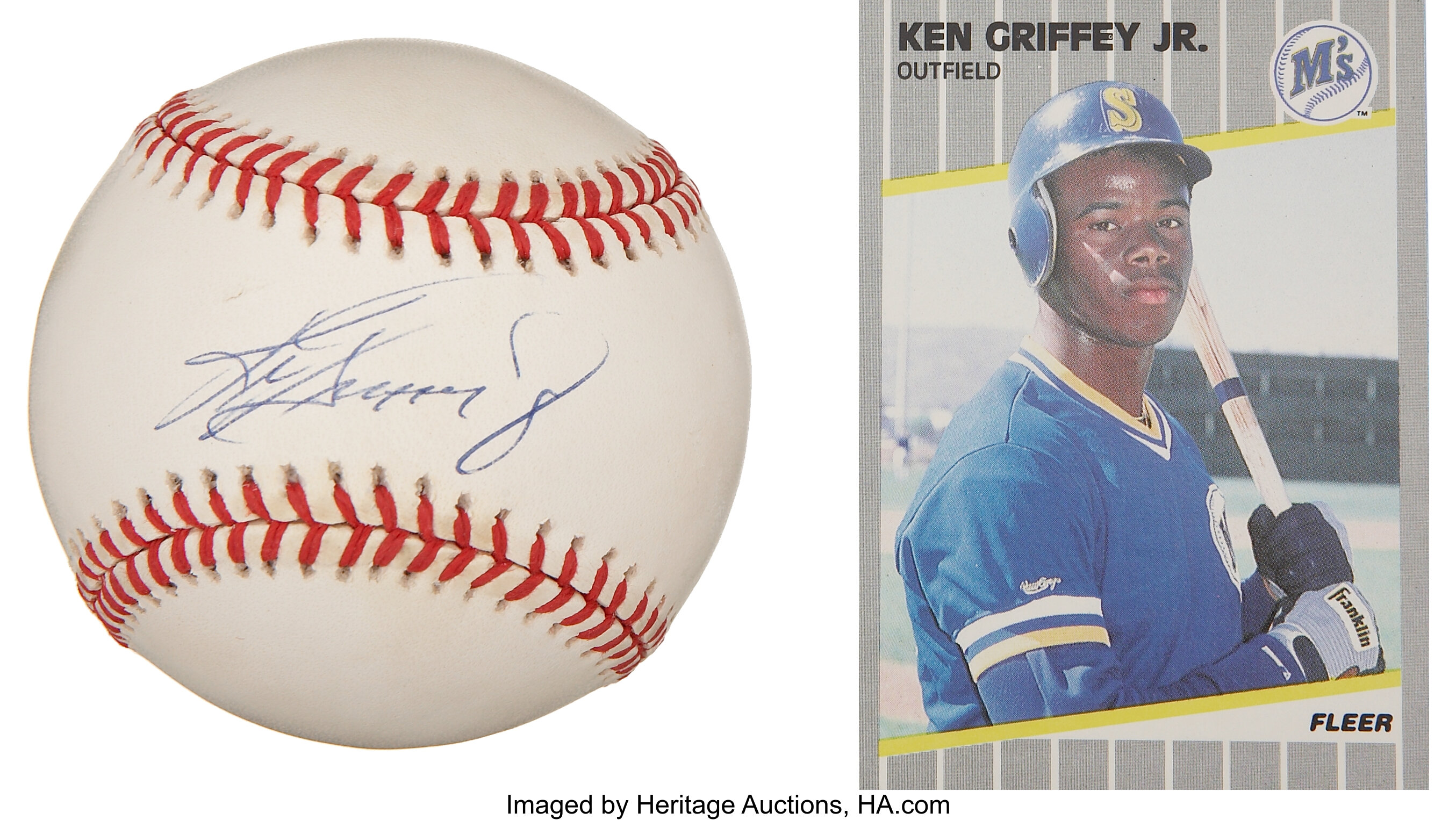 Ken Griffey Jr Single Signed Baseball With Rookie Card Lot 44102 Heritage Auctions