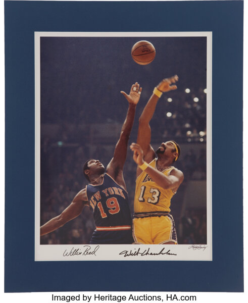 Wilt Chamberlain and Willis Reed Signed Photograph.  Basketball