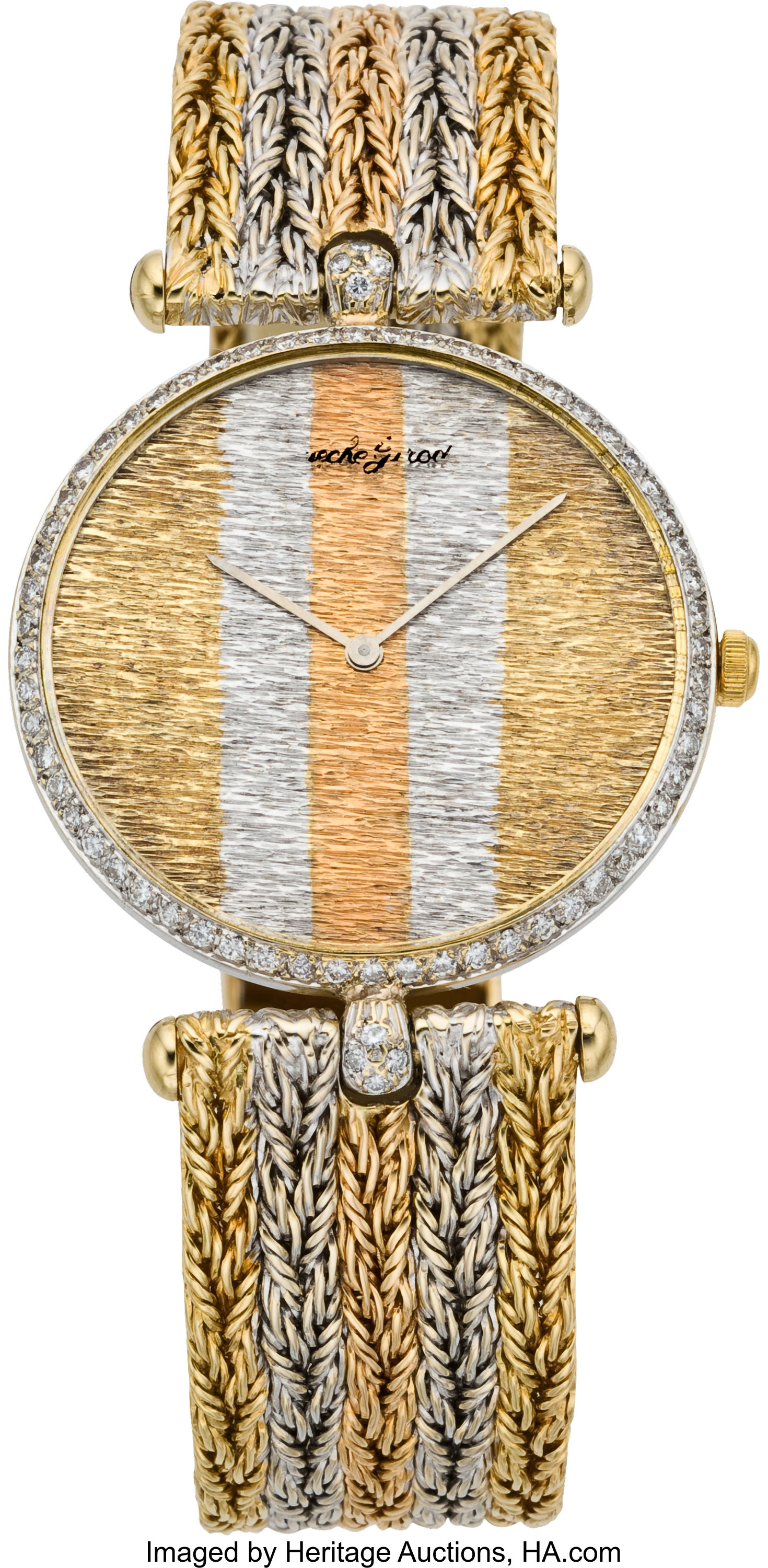 Bueche Girod Gents Tri-color Gold & Diamond Wristwatch, circa 1980 ...