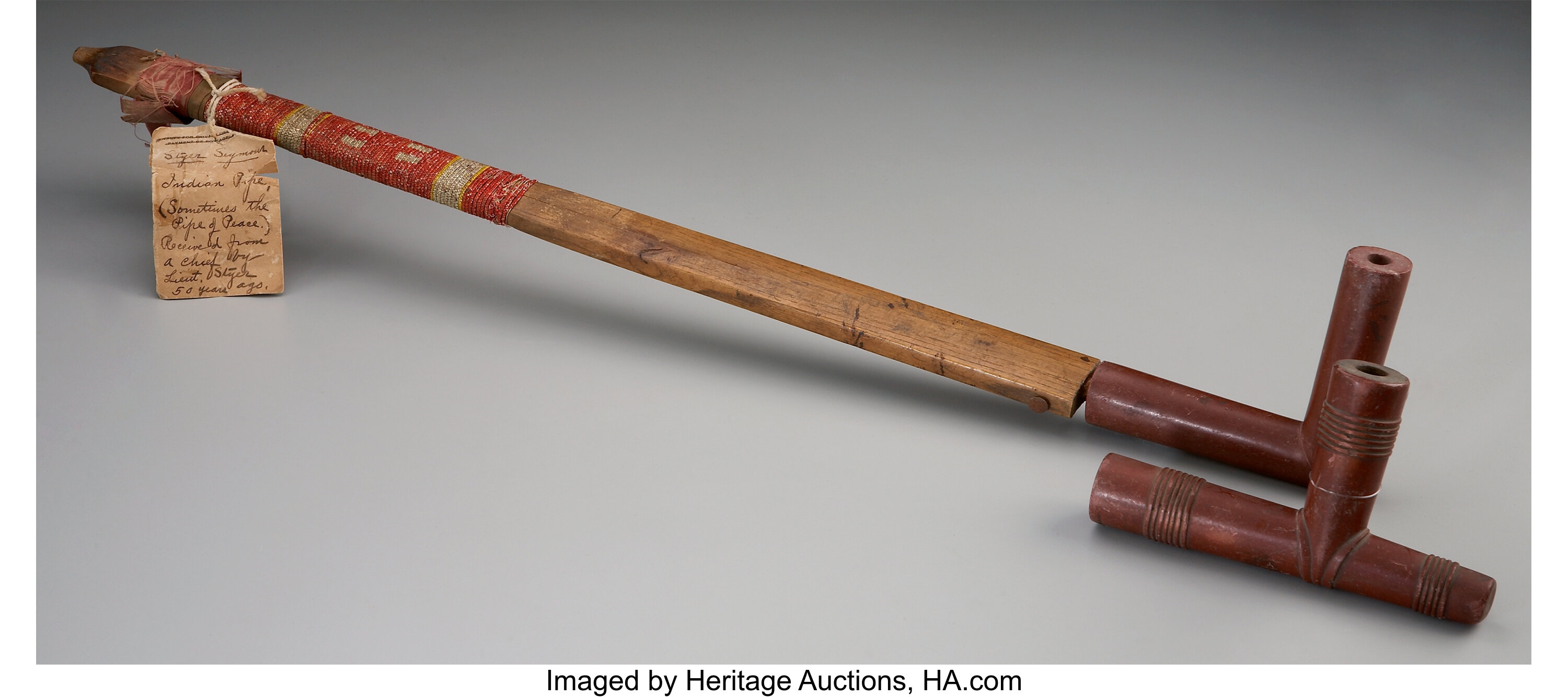 Sioux Quilled Pipe Stem with Catlinite Bowl — Cisco's Gallery