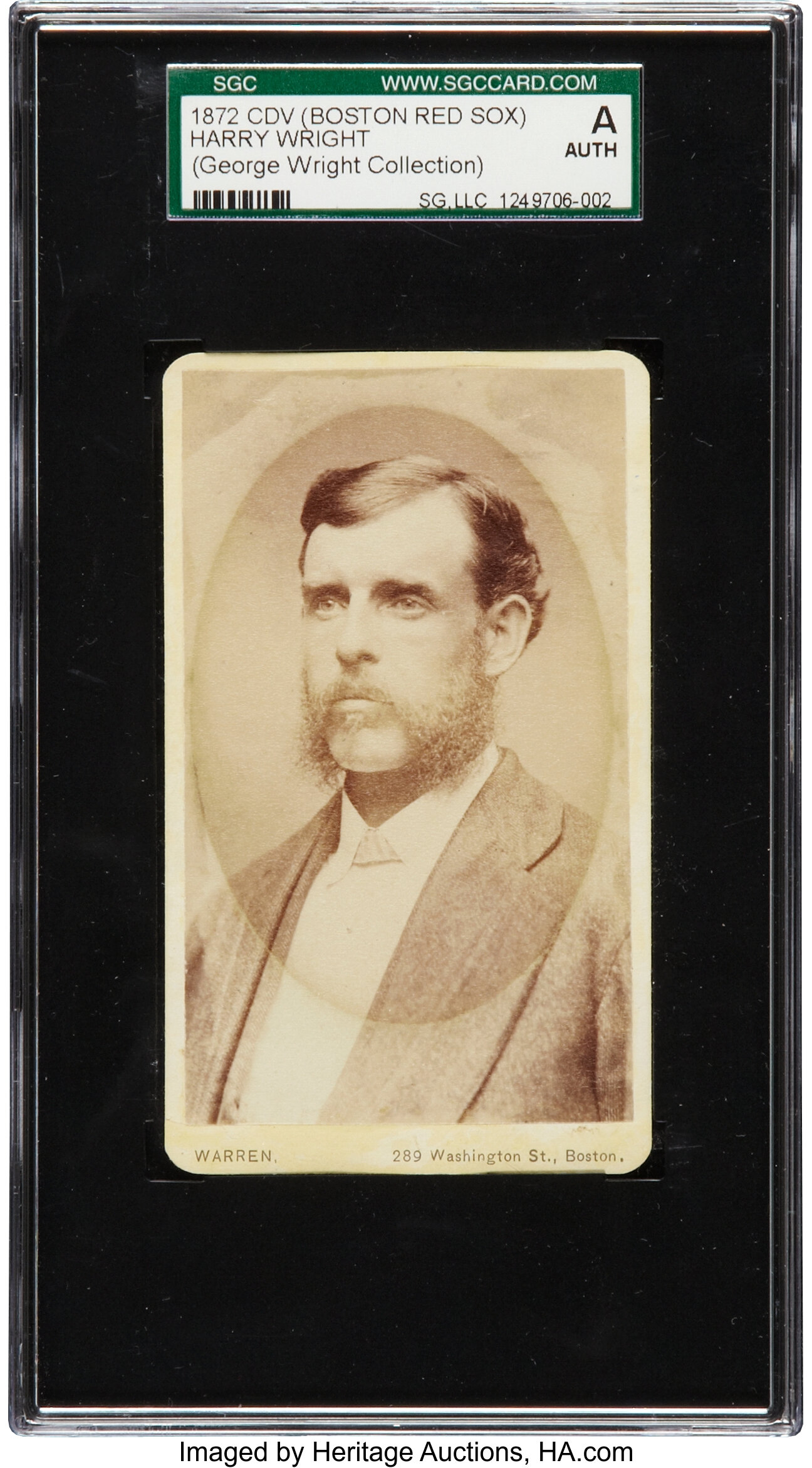 1872 Boston Red Stockings CDV Harry Wright SGC Authentic - From the ...