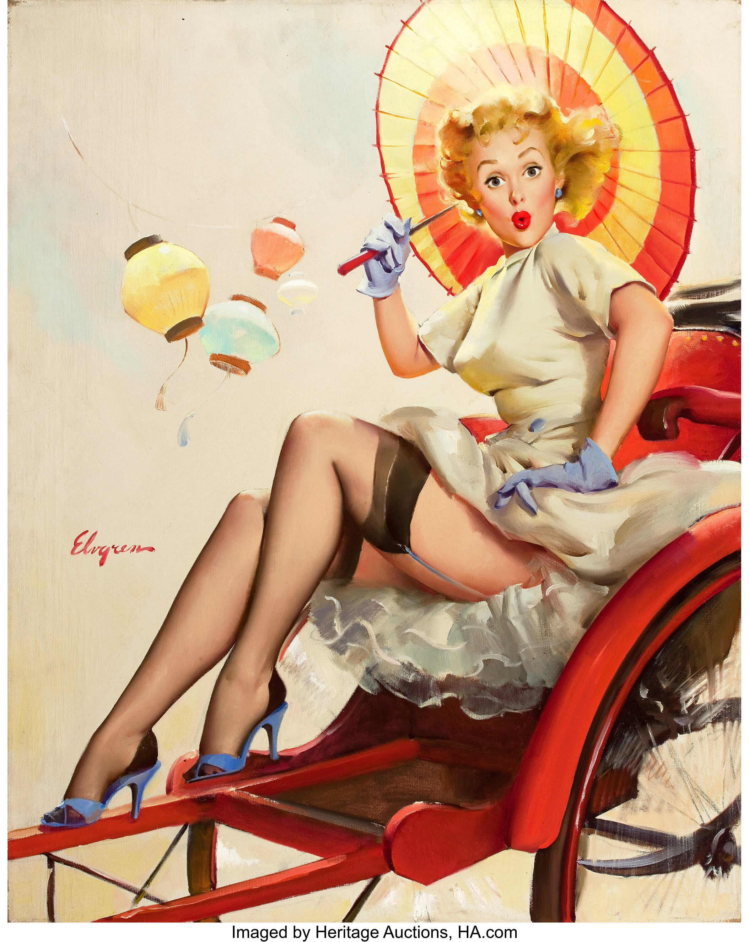 GIL ELVGREN (American, 1914-1980). Something's Bothering You | Lot