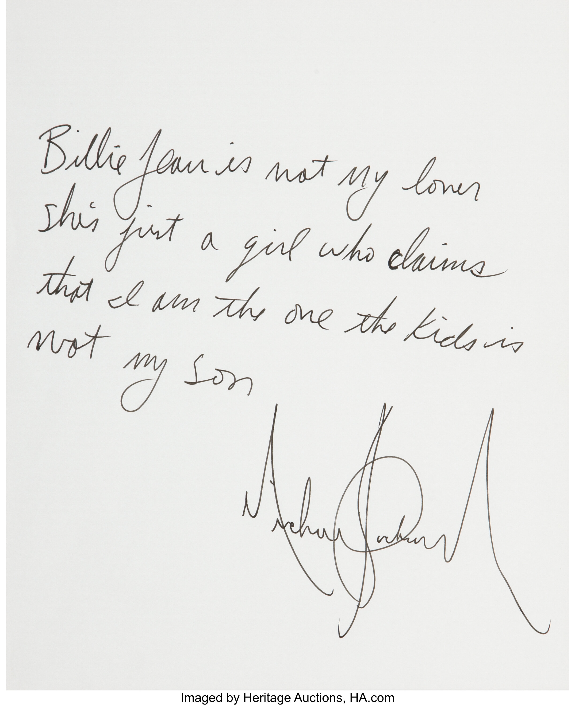 michael jackson handwriting