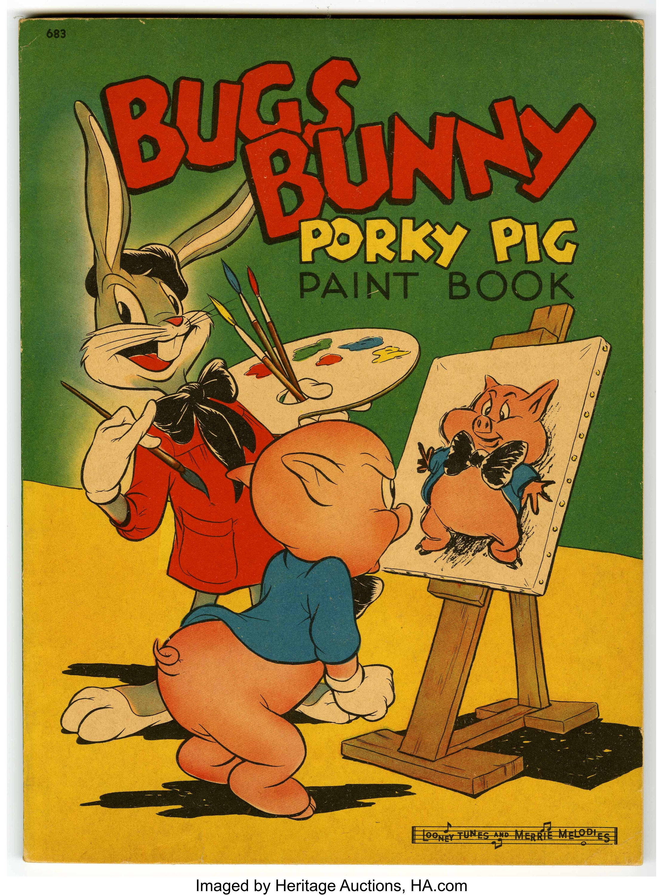 Bugs Bunny and Porky Pig the Most Daring Young Fellow I'm an Artist  Storybook Watercolor Paint Book 1980 -  Israel