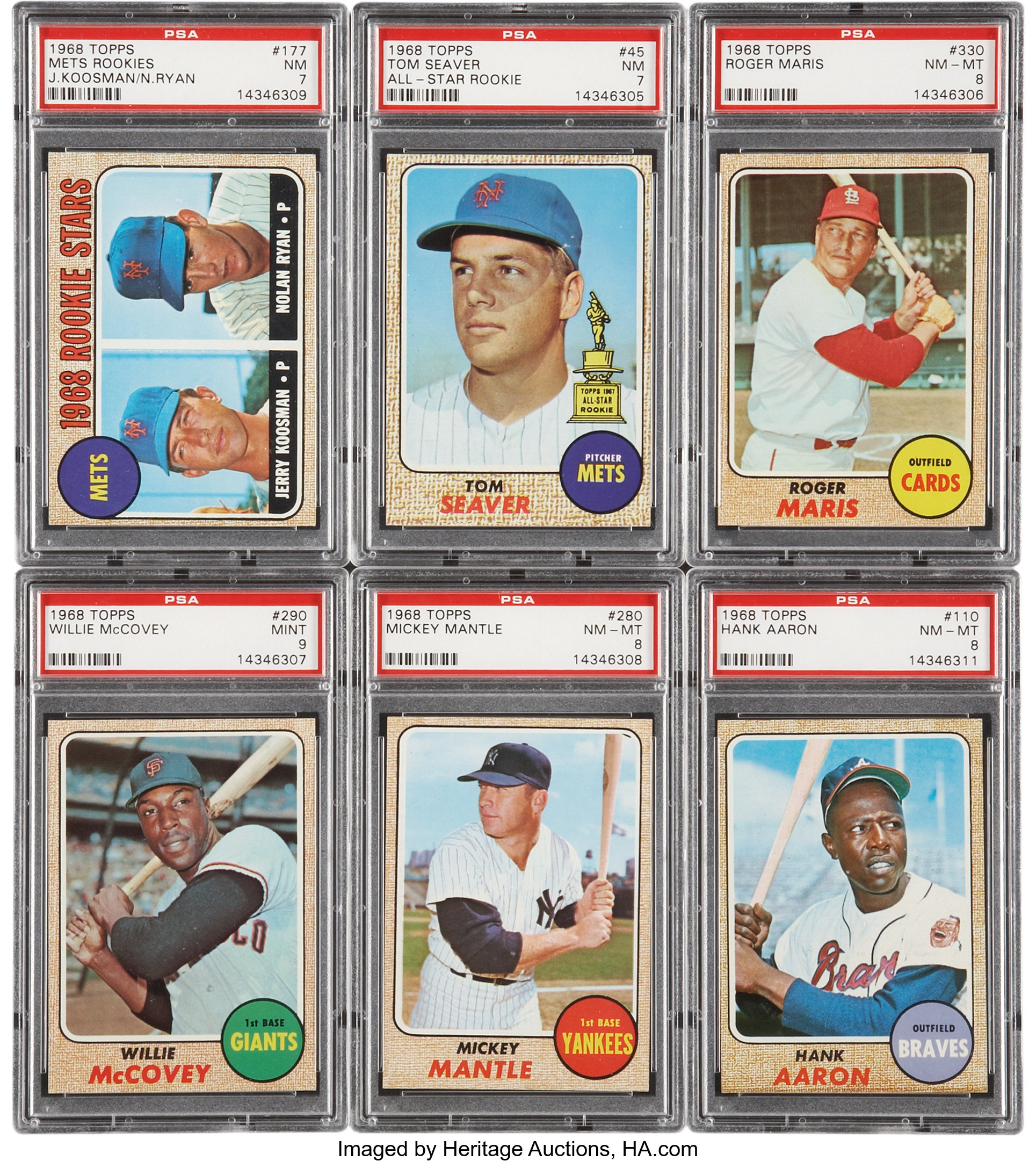 At Auction: Lot of (3) 1968 Topps Baseball Star Player Cards