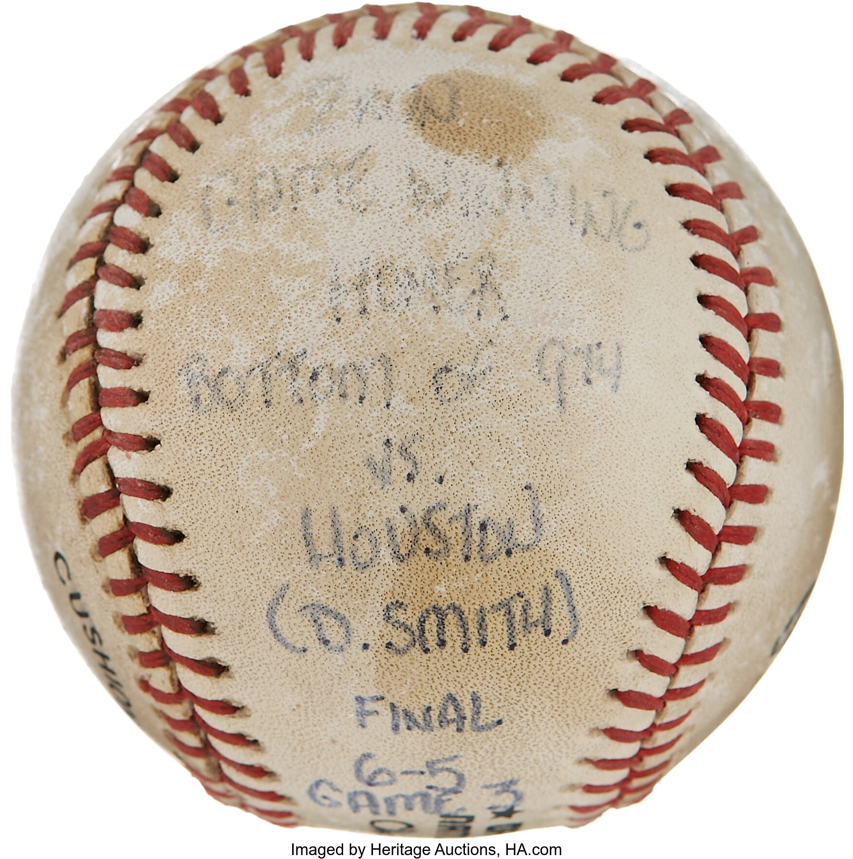 1986 NLCS Game Three Walk-Off Home Run Baseball Hit by Lenny | Lot #82288 |  Heritage Auctions