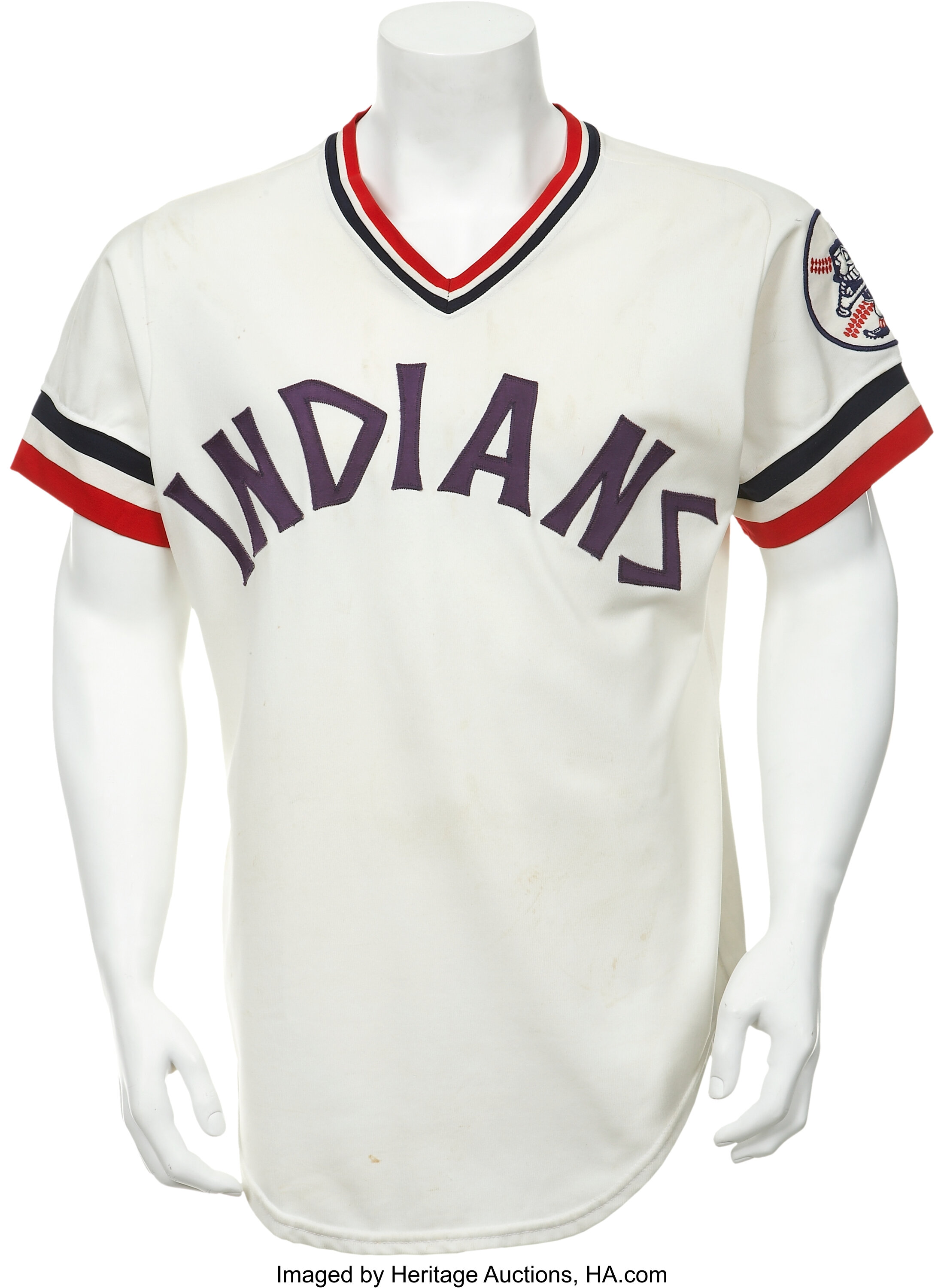 1976-77 Ron Pruitt Cleveland Indians Game Worn Jersey.  Baseball, Lot  #41123
