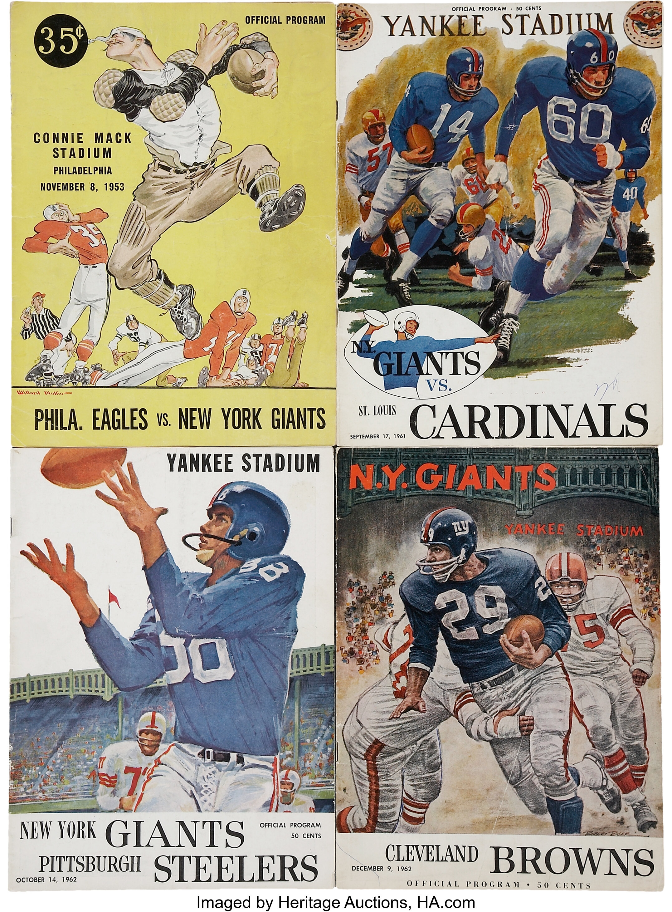 1953-1962 New York Giants Football Programs Lot of 4.  Football, Lot  #41169