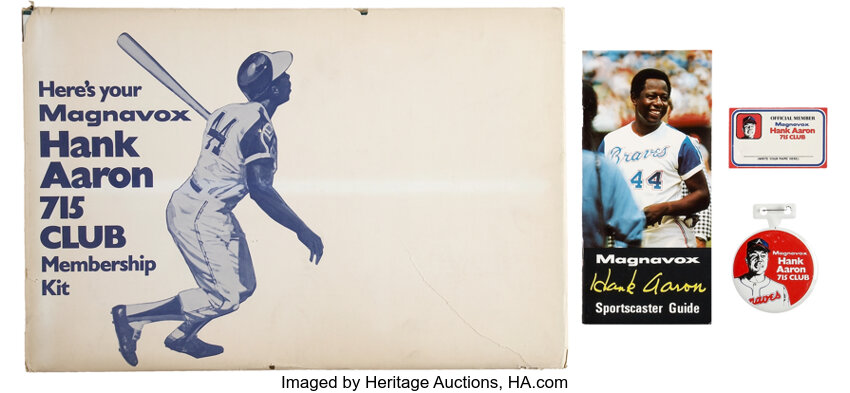 Vintage 1974 Hank Aaron 715 Club Magnavox Collectible Set 