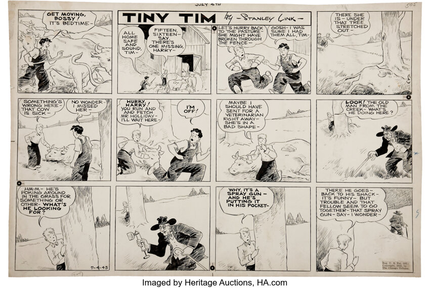 Stanley Link - Tiny Tim Sunday Comic Strip Original Art, Group of