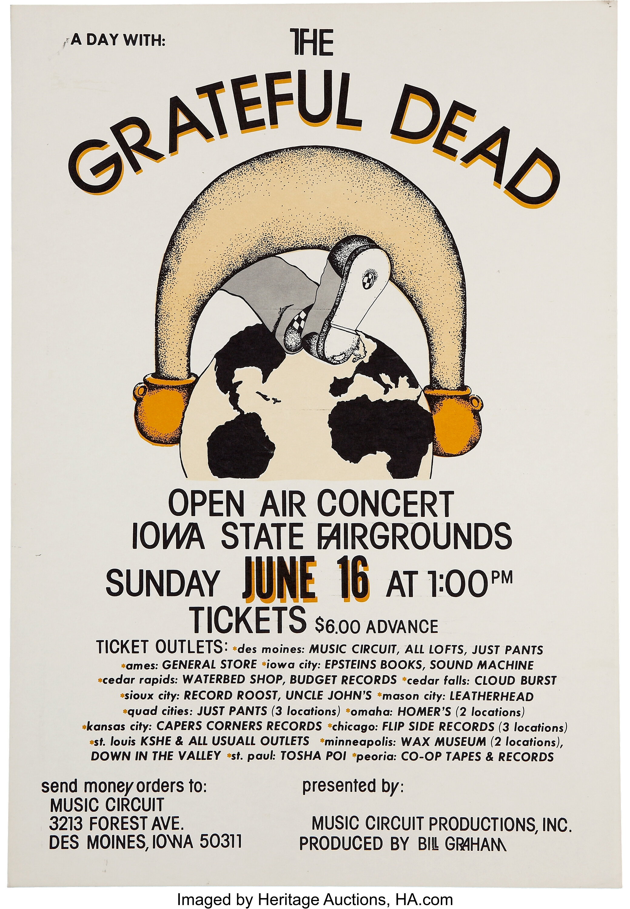 Grateful Dead Iowa State Fairgrounds Concert Poster (Music Circuit