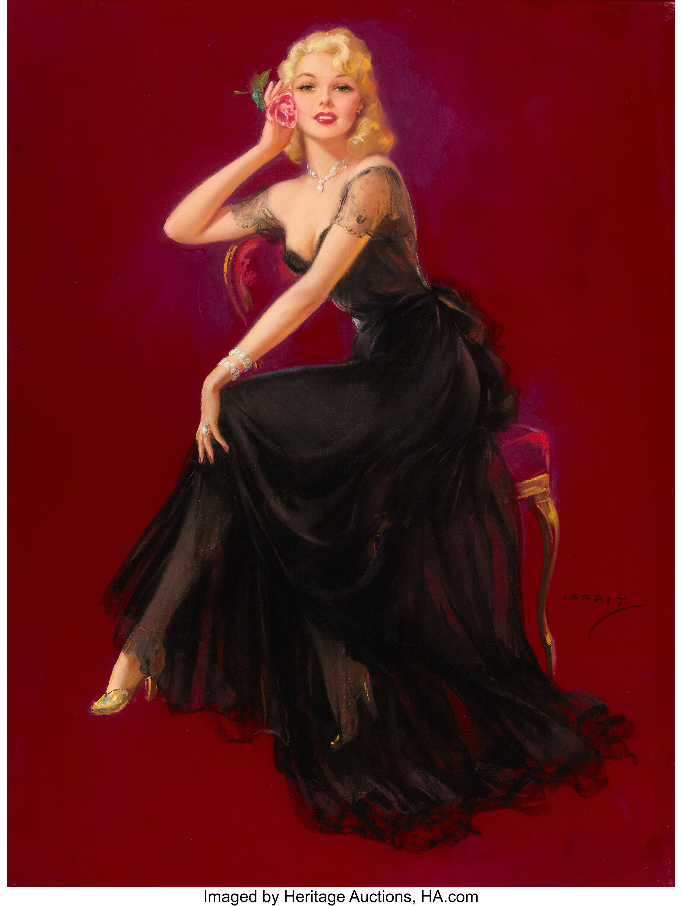 JULES ERBIT (American, 1889-1968). Pamela, 1950. Pastel on board. | Lot ...