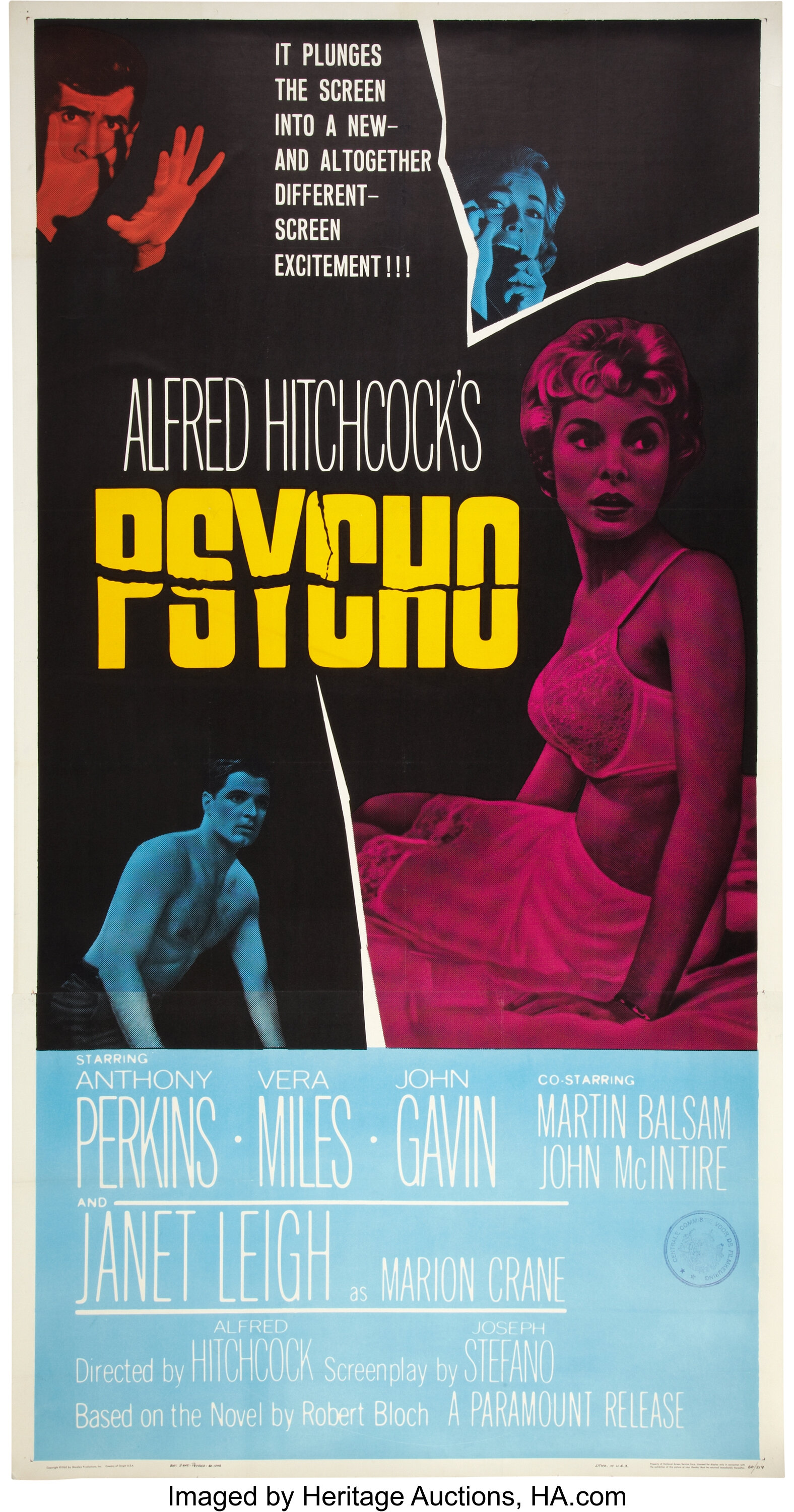 Psycho (Paramount, 1960). Three Sheet (41