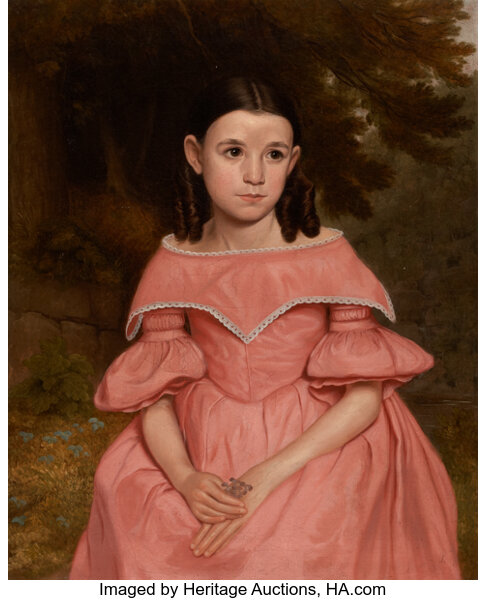 Americanschool Gail Xxx Video - AMERICAN SCHOOL (19th century). Girl with Ringlets in Pink Dress. | Lot  #67006 | Heritage Auctions