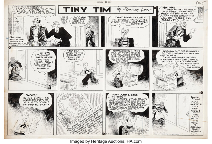 Stanley Link - Tiny Tim Sunday Comic Strip Original Art, Group of