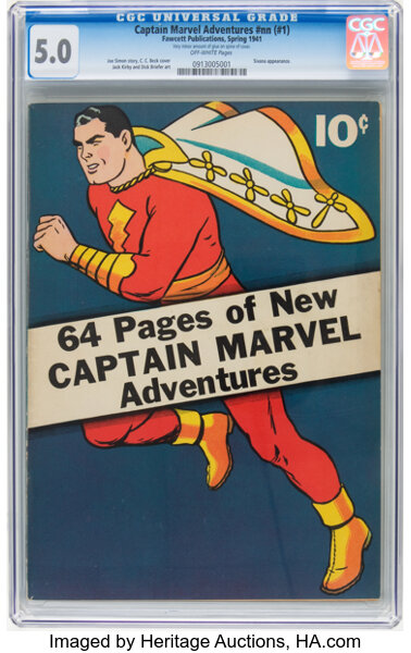 Golden Age (1938-1955):Superhero, Captain Marvel Adventures #nn (#1) (Fawcett, 1941) CGC VG/FN 5.0 Off-white pages....