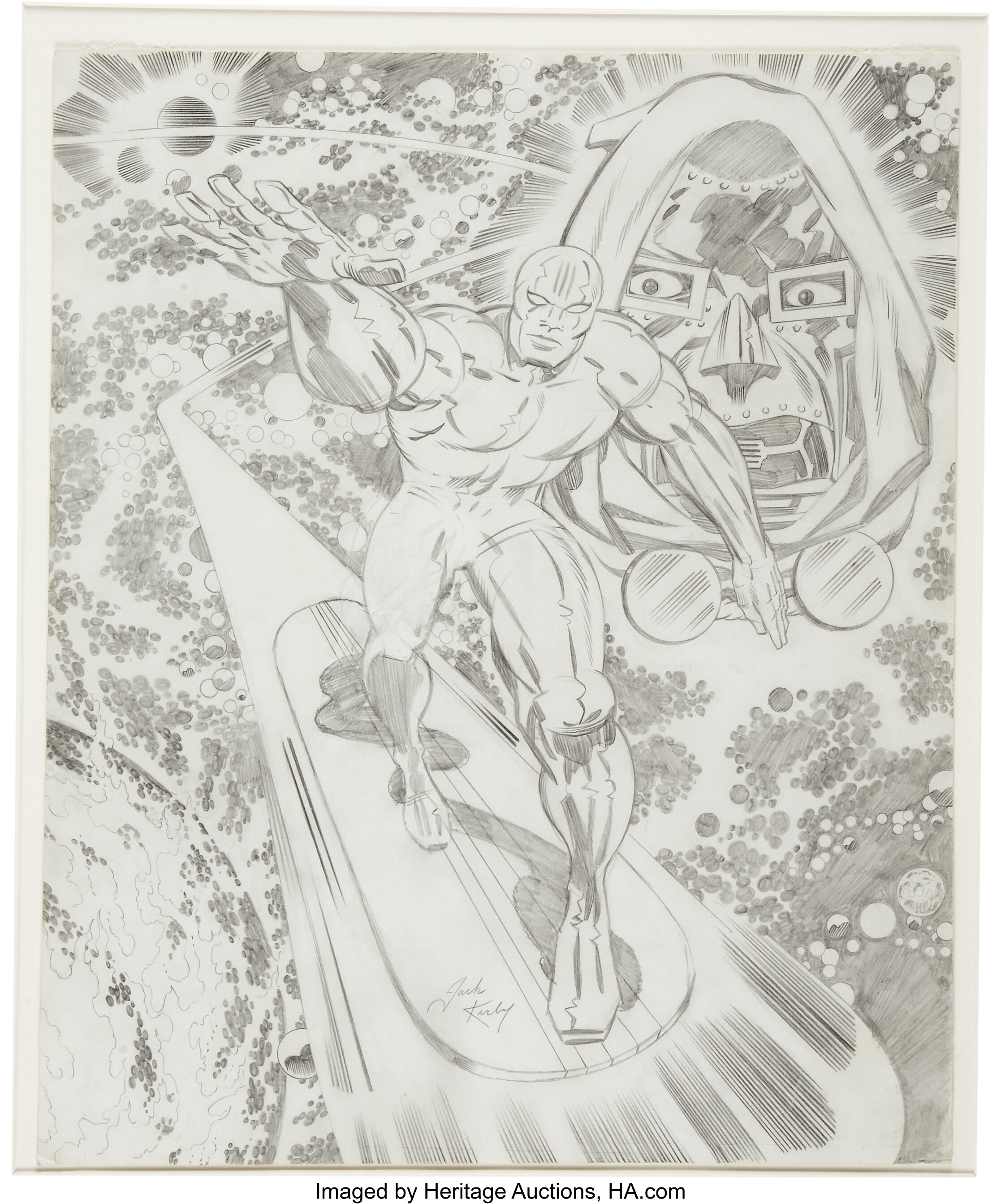 Jack Kirby Silver Surfer And Doctor Doom Large Pencil Sketch Lot 94038 Heritage Auctions