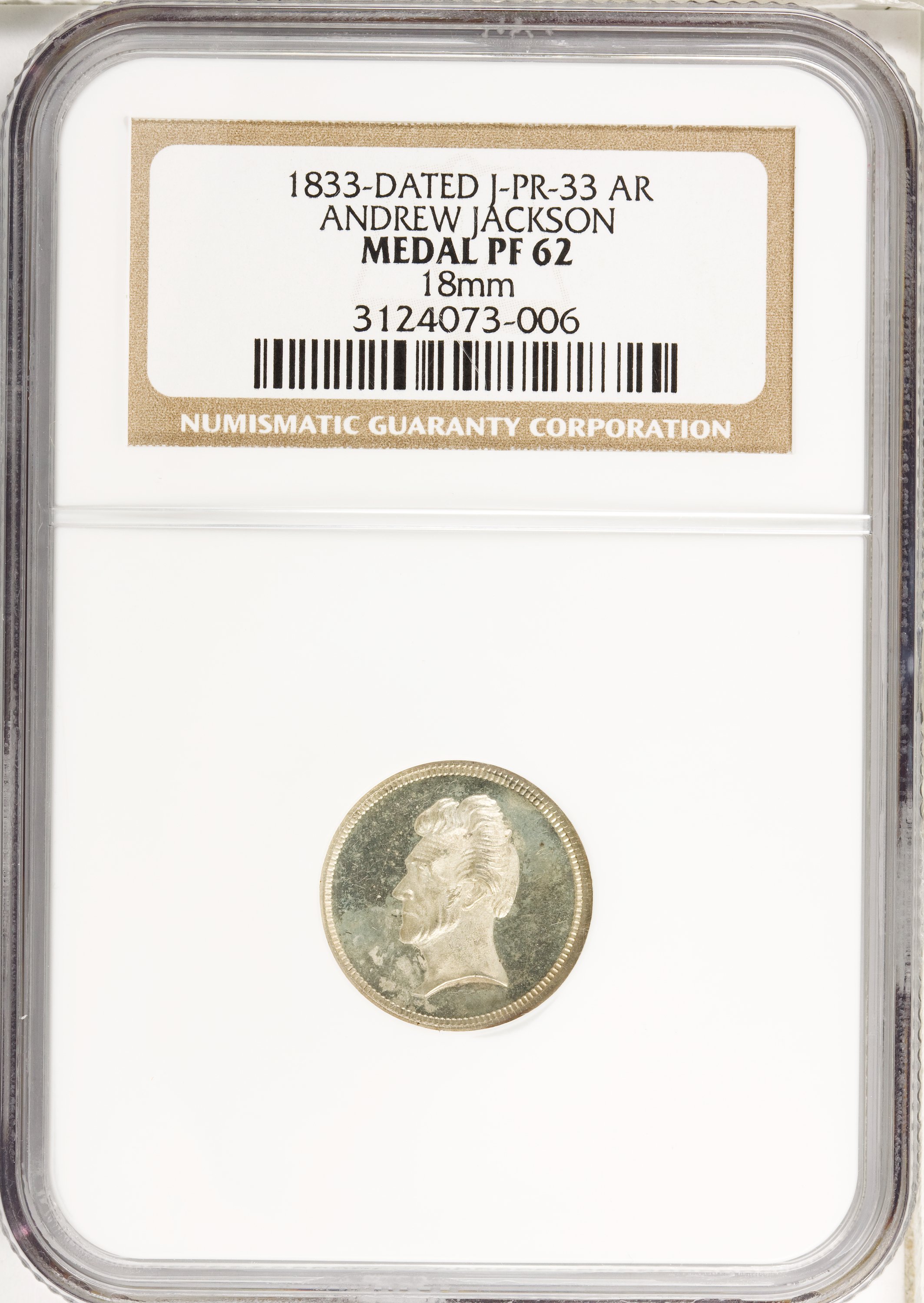 13 34 Andrew Jackson Medal J Pr 33 Pr62 Ngc Silver 18mm Lot 103 Heritage Auctions