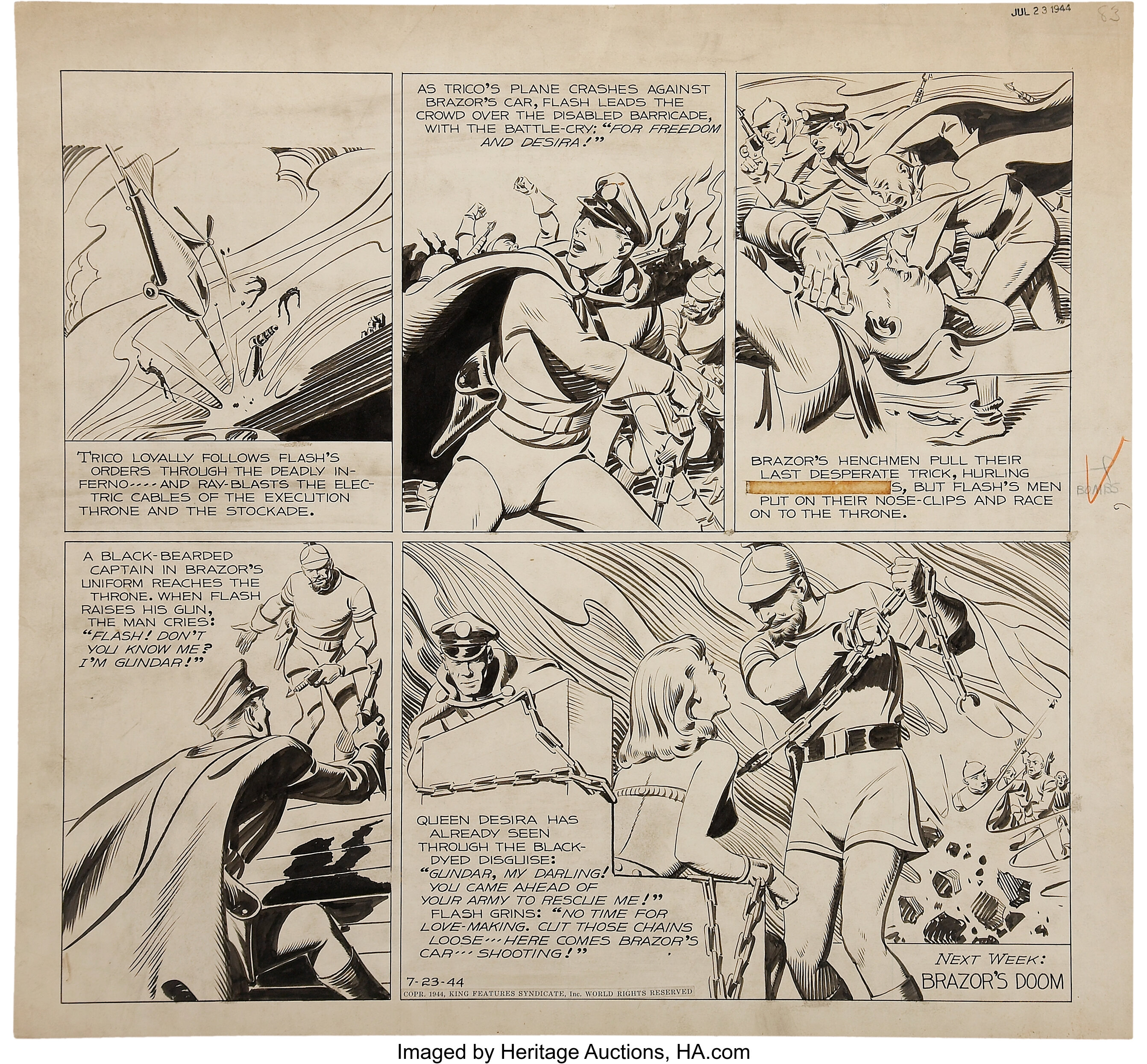 Original 'Flash Gordon' comic strip art headed to auction - The Boston Globe