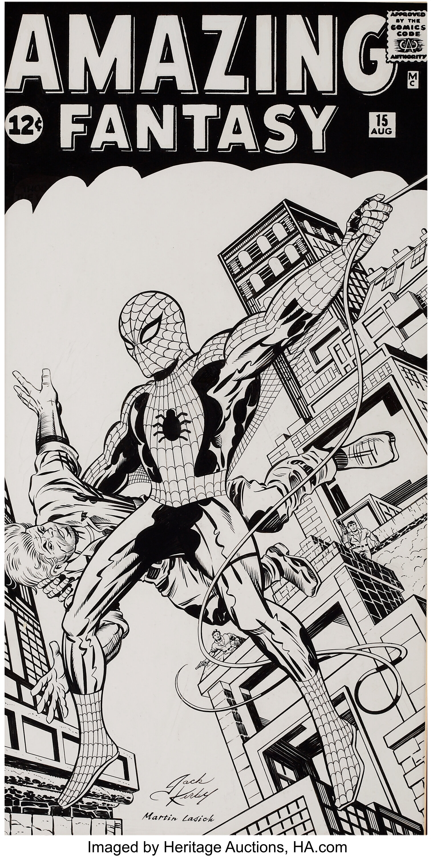 Jack Kirby and Martin Lasick Amazing Fantasy #15 Spider-Man Cover | Lot  #94039 | Heritage Auctions