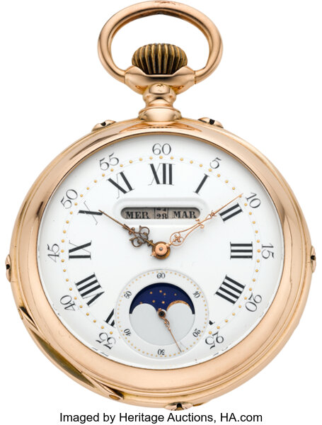 Pocket watch with date and online time