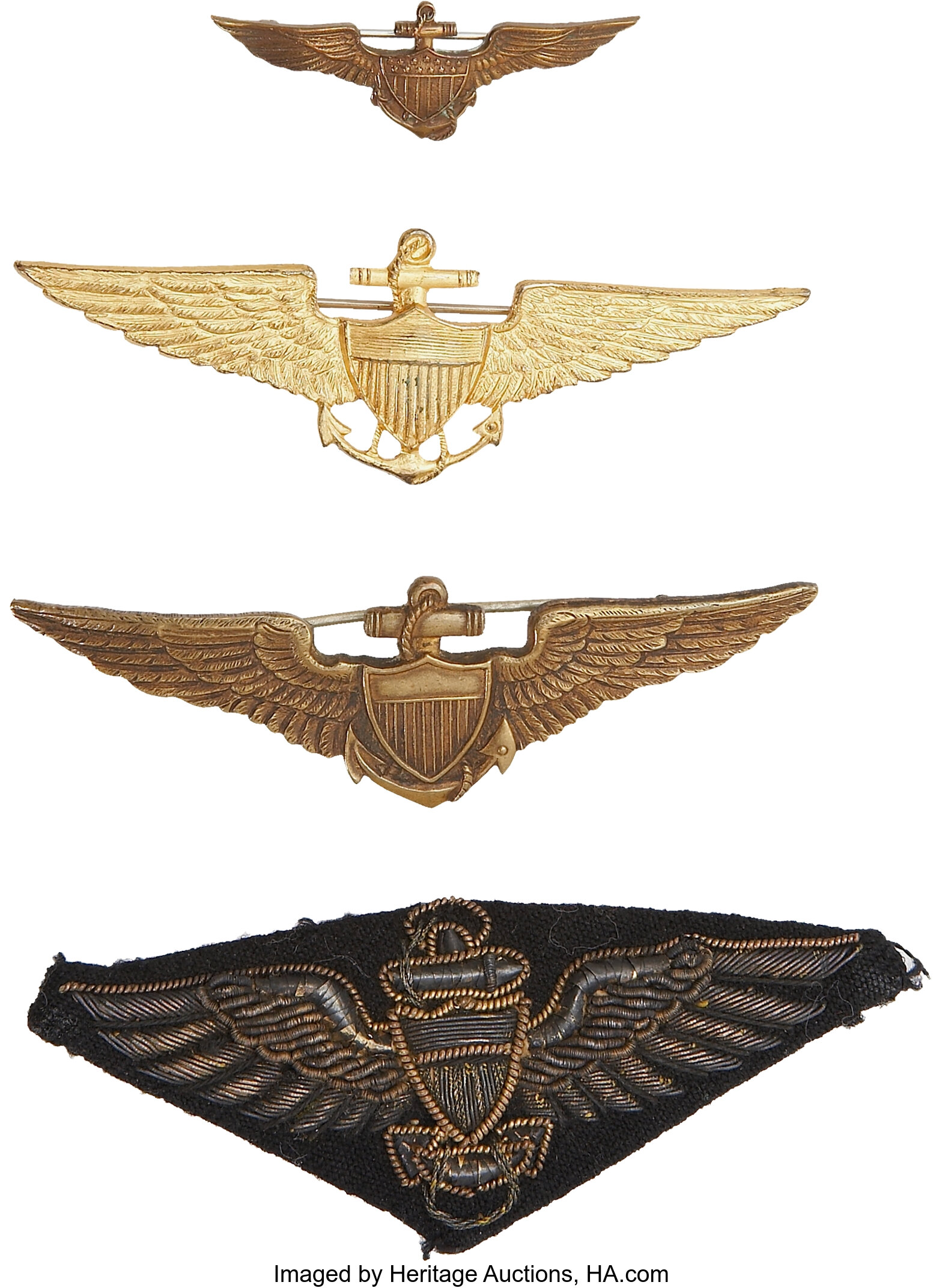 World War I and Post War: Four United States Navy Pilot Wings