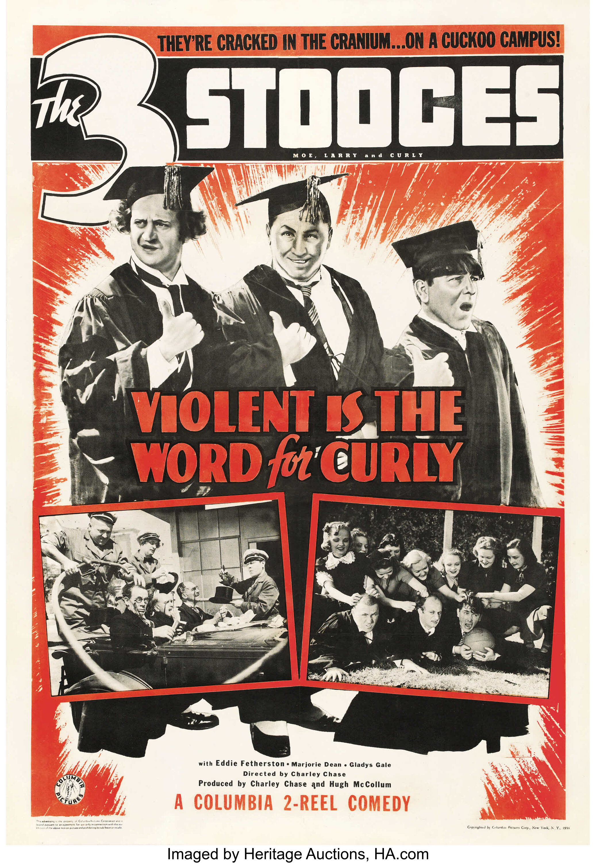 Violent is the word for curly columbia 1938 one sheet 27 x lot