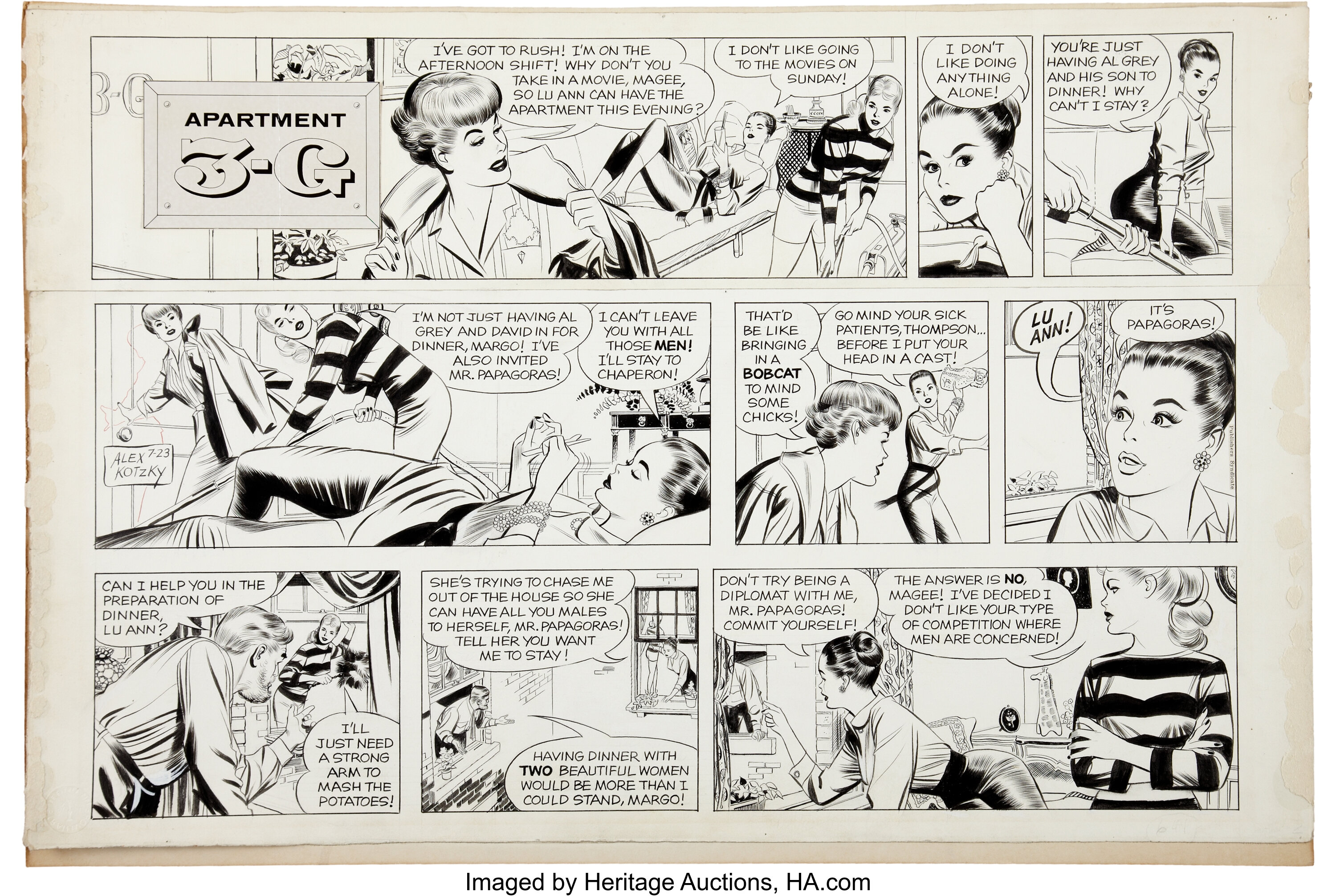 Alex Kotzky Apt. 3-G Sunday Comic Strip Original Art dated 7-23 | Lot ...