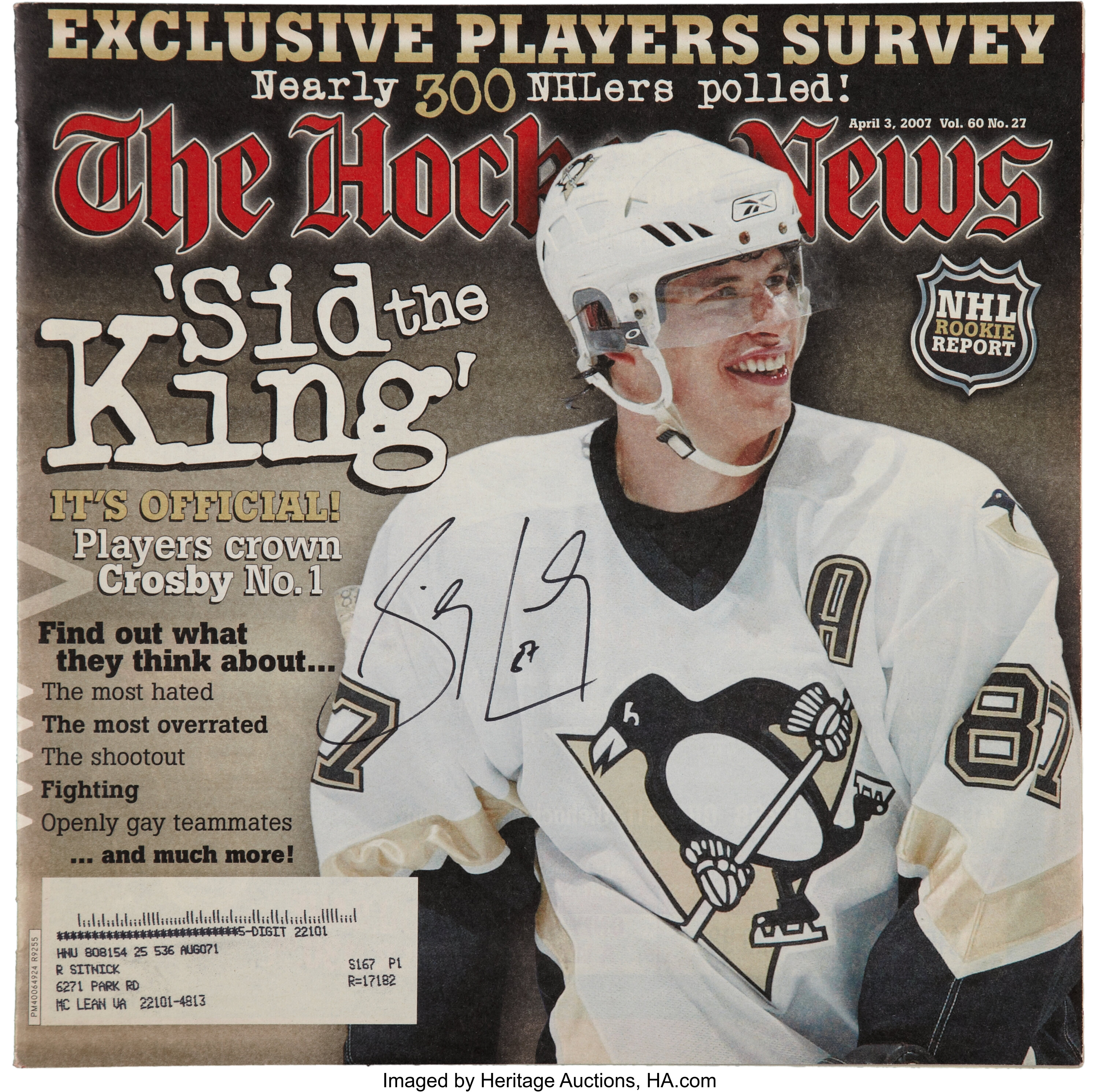 Sidney Crosby Signed 2013 The Hockey News Magazine (PSA COA