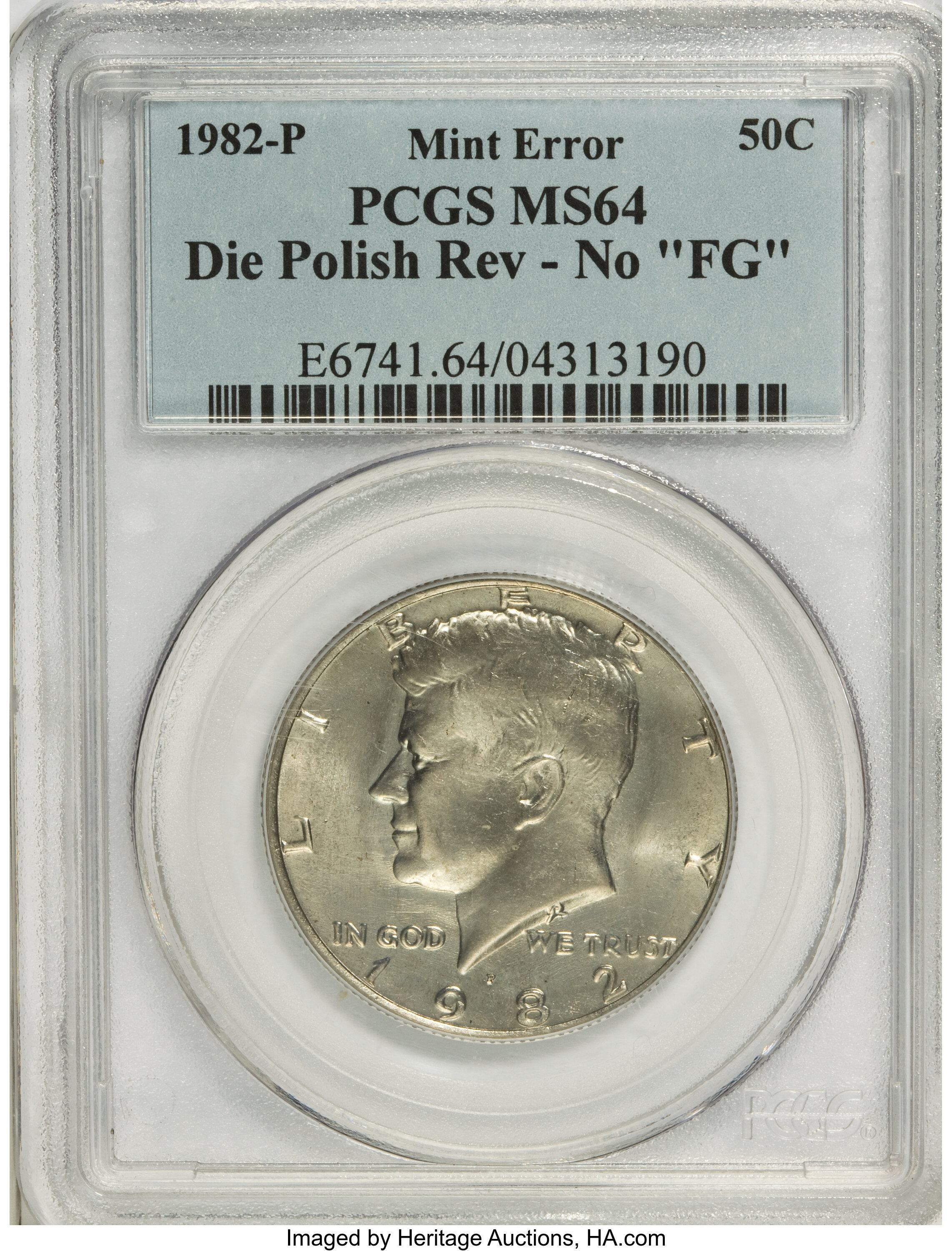 1982 P 50c Kennedy Half Dollar Die Polish Rev No Fg Ms64 Pcgs