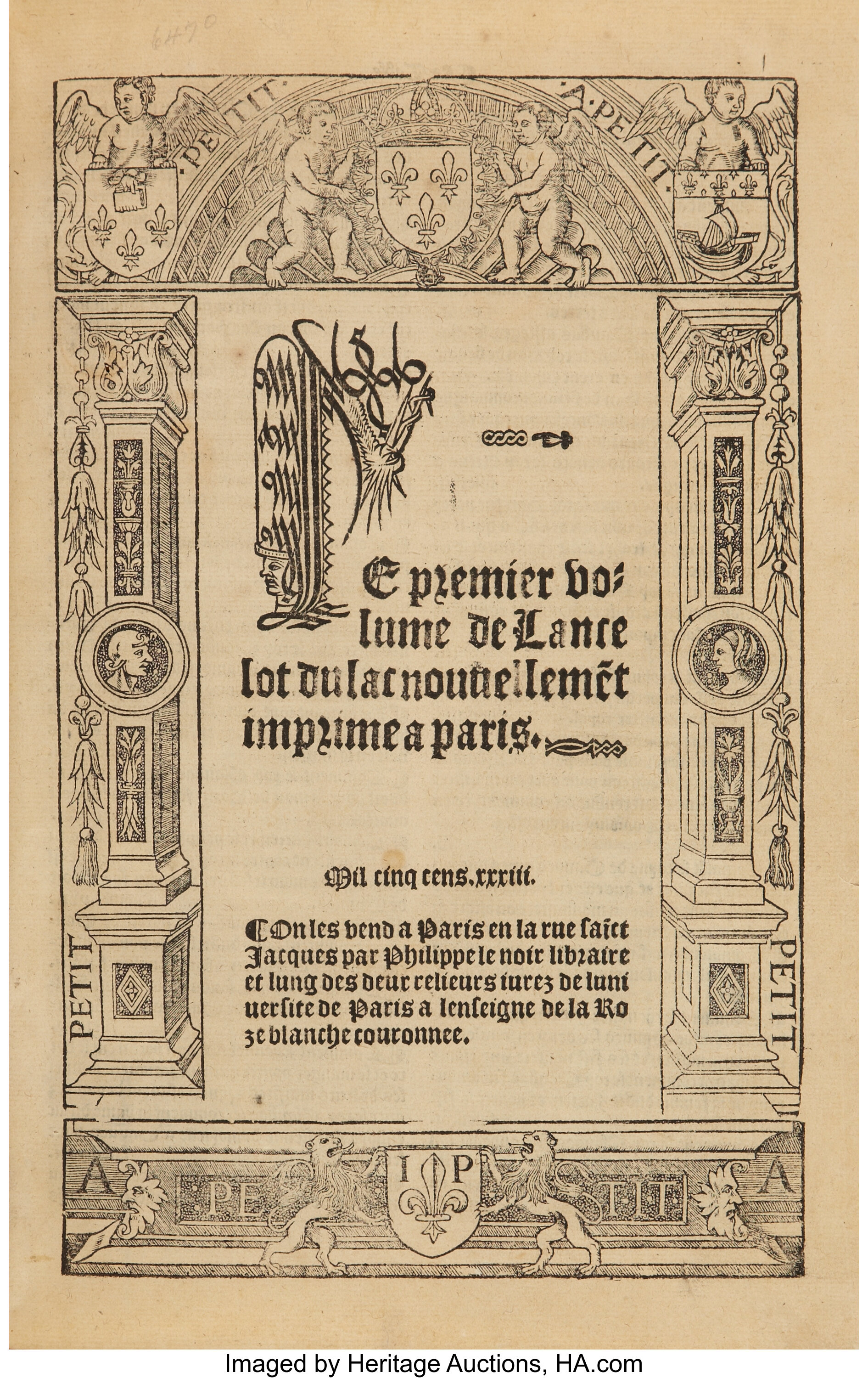 Lancelot Du Lac Le Premier Volume Le Second Volume Le Tiers Lot Heritage Auctions